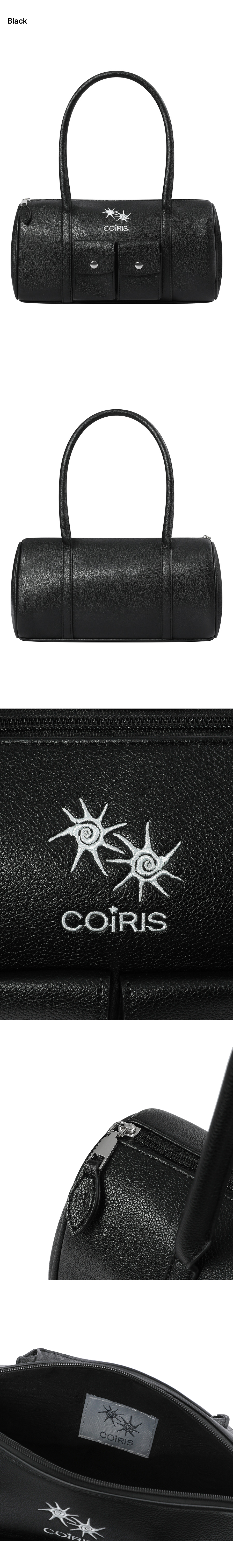 POCKET LEATHER SHOULDER BAG - 2 COLORS BLACK