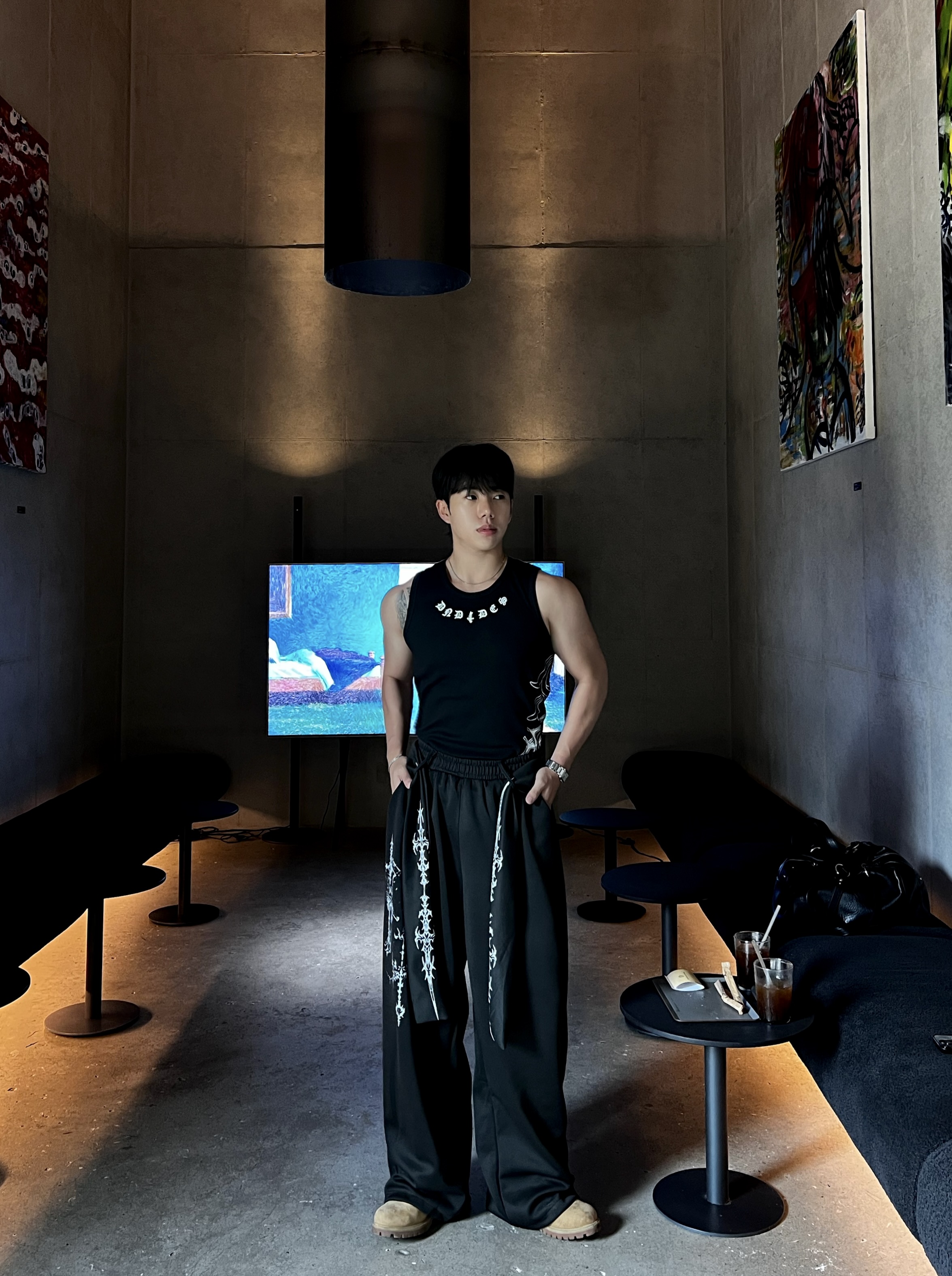 원 시그니처 트라이벌 벨트 스트랩 벌룬 밴딩 팬츠 (2color)