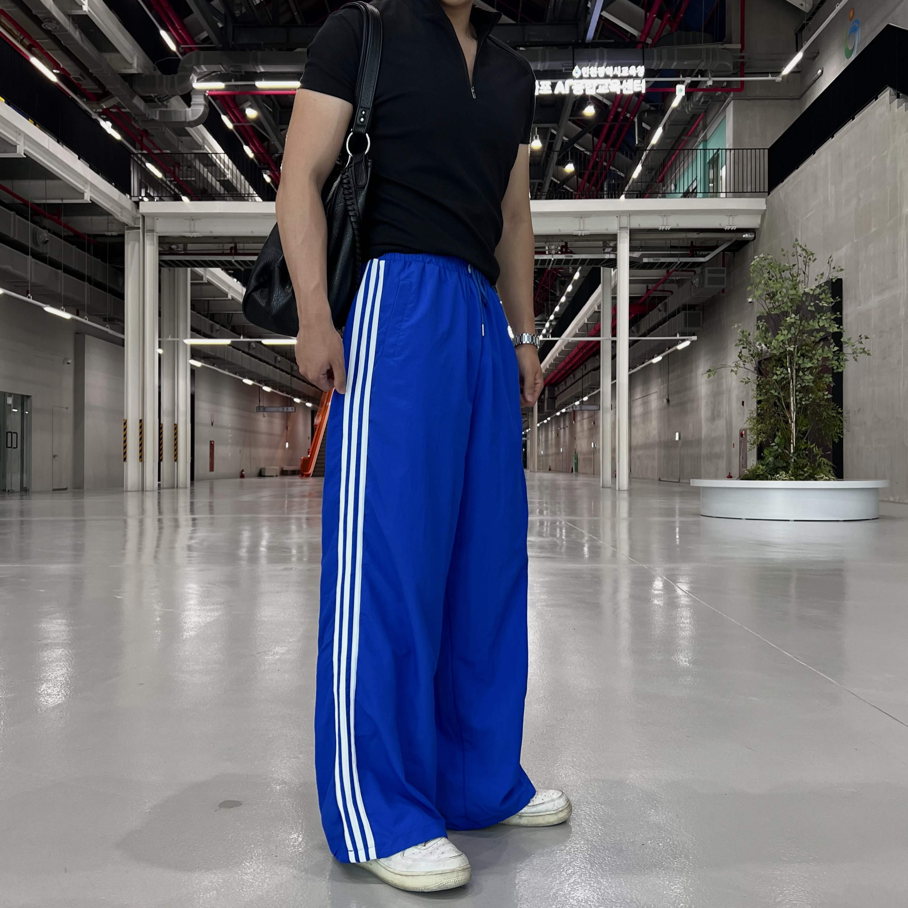 원 나일론 패치 밴딩 트랙 팬츠 (1color)