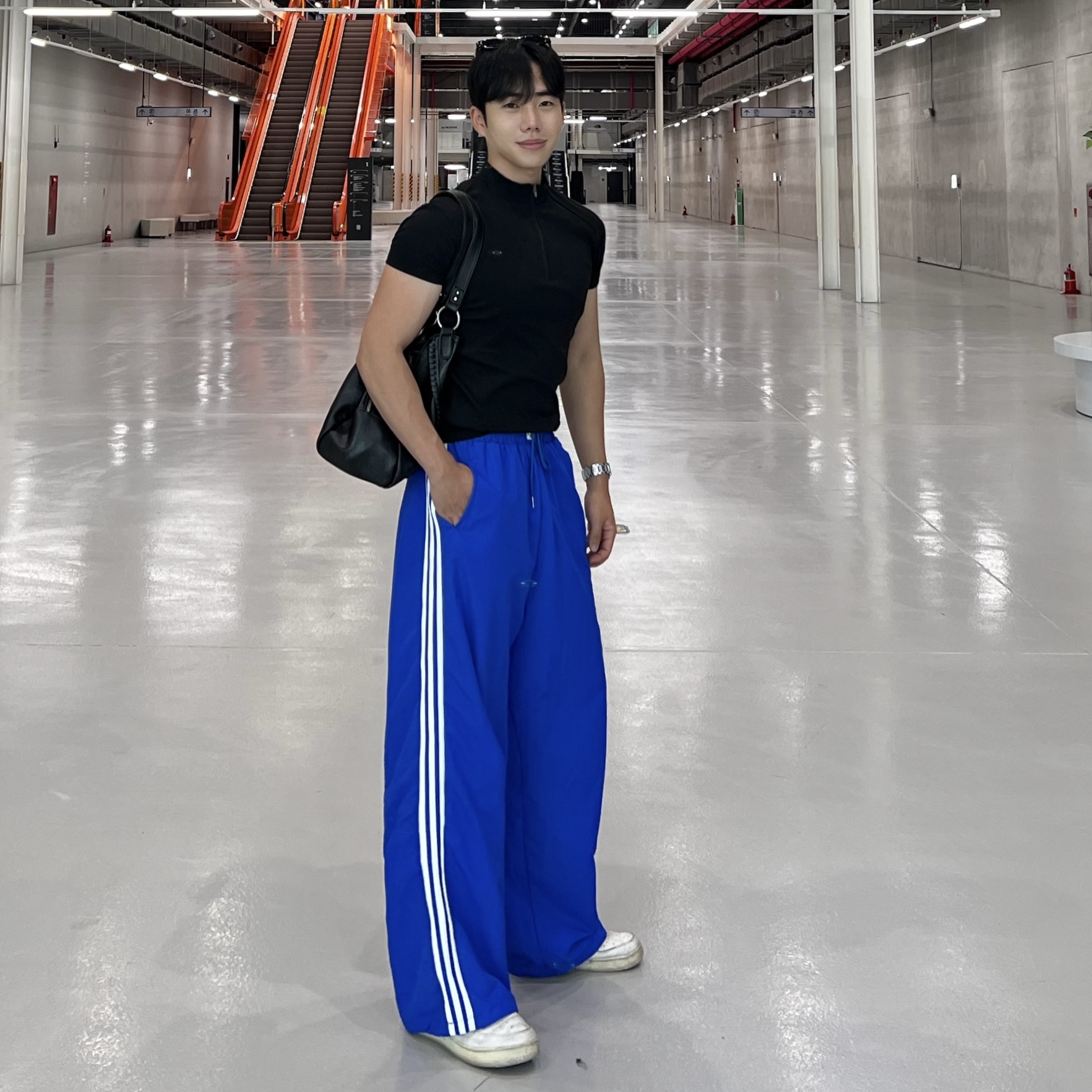 원 나일론 패치 밴딩 트랙 팬츠 (1color)