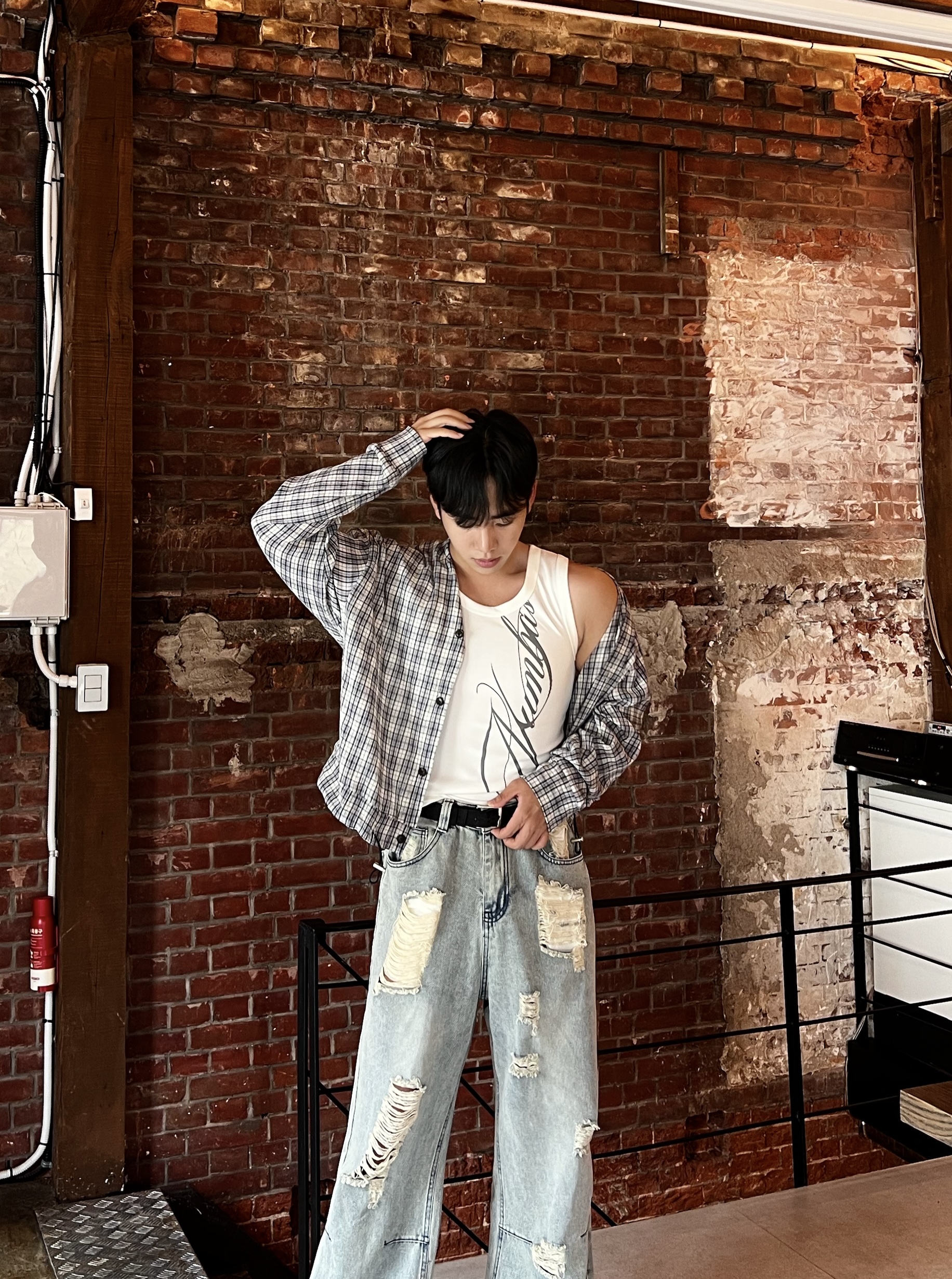 [1+1] 원 레터링 머슬 나시 (3color)