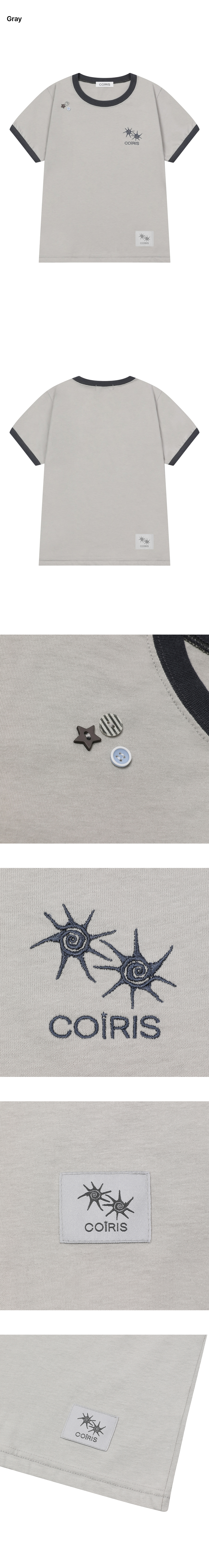 MORENT BUTTON RINGER SHORT SLEEVE TEE - 2 COLORS GREY