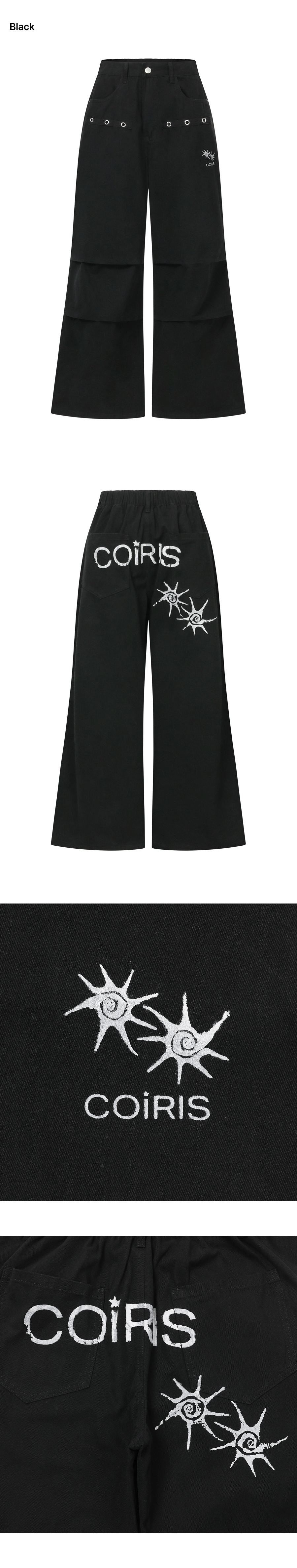 BACK TEE LOGO PARACHUTE PANTS UNISEX - 2 COLORS BLACK