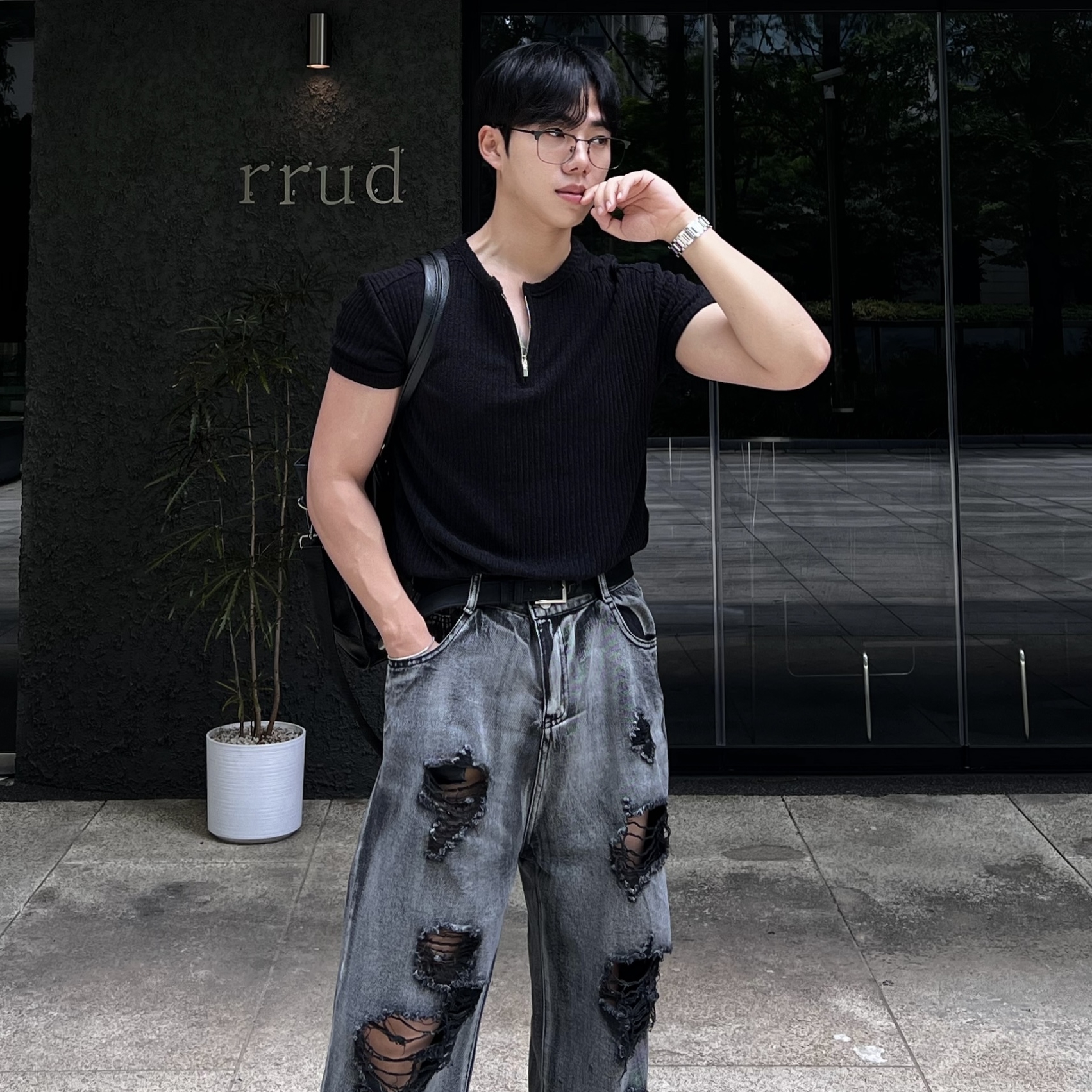 스포 절개 반집업 지퍼 골지 니트 반팔 (5color)