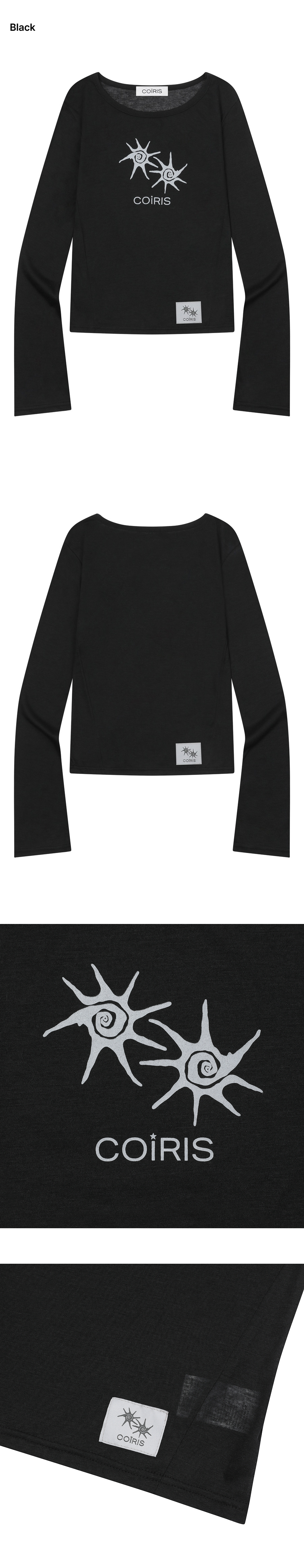 LIRA SHEER SLIM LONG SLEEVE TEE - 4 COLORS BLACK