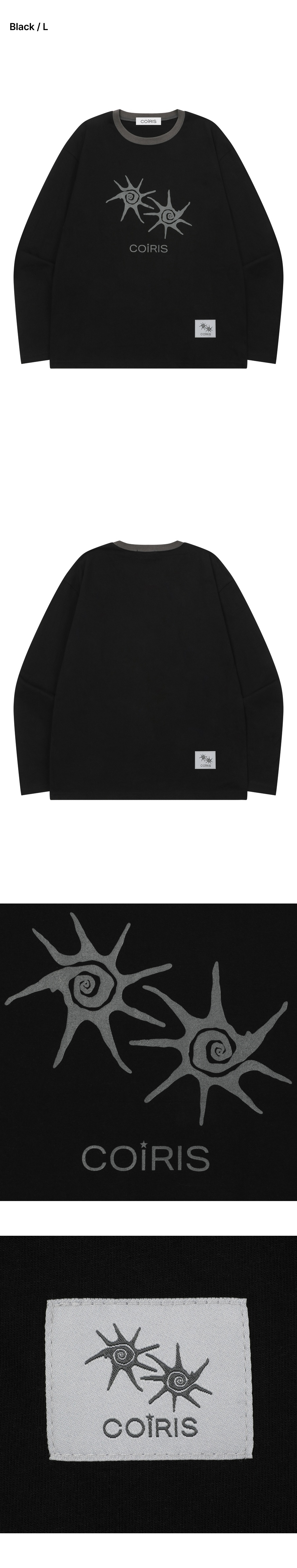 SOLUNA CONTRAST ROUND NECK LONG SLEEVE TEE UNISEX - 4 COLORS BLACK