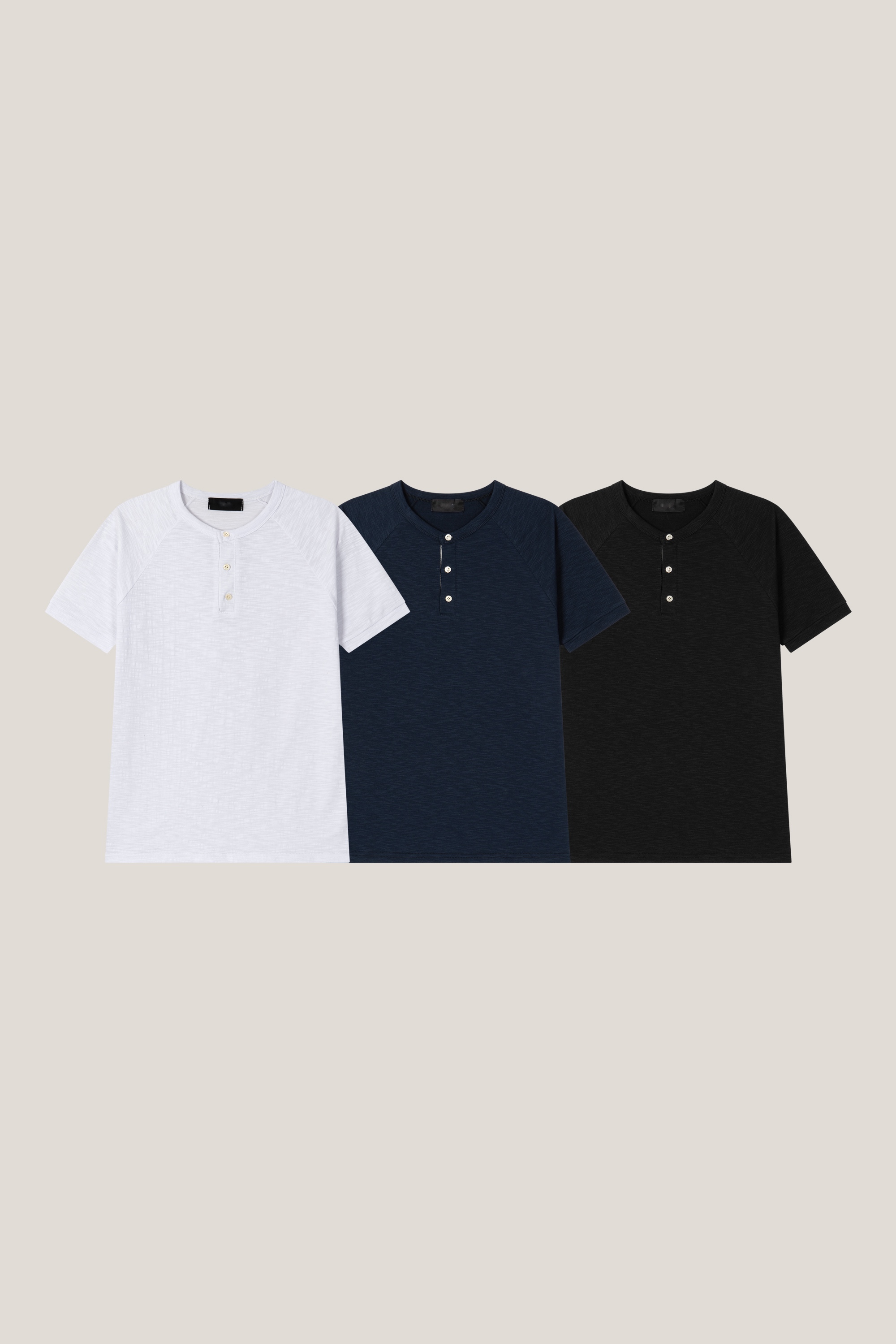 렉브 슬라브 투톤 헨리넥 머슬 반팔 (3color)