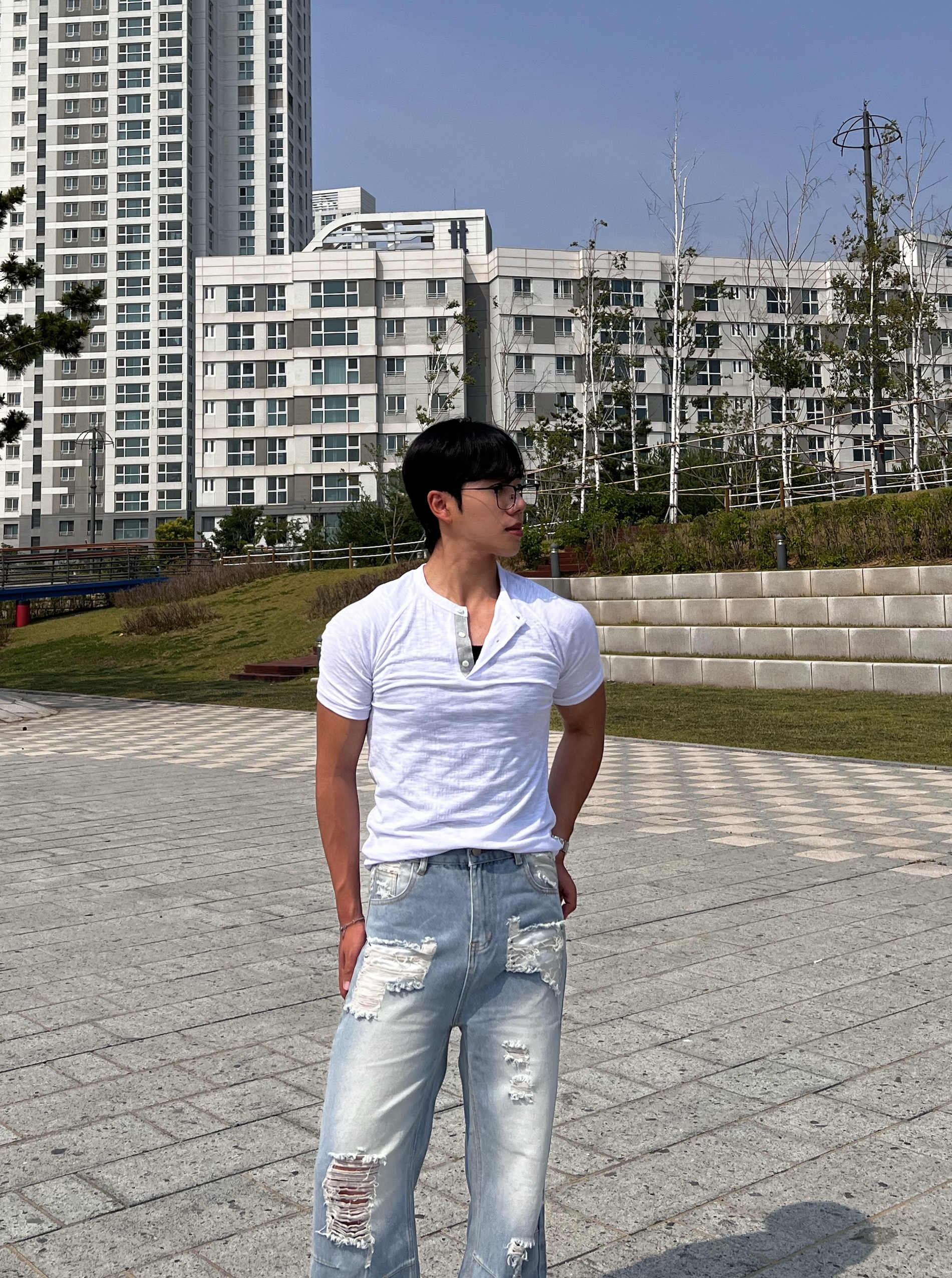 원 디스트로이드 워싱 데님 팬츠 (1color)