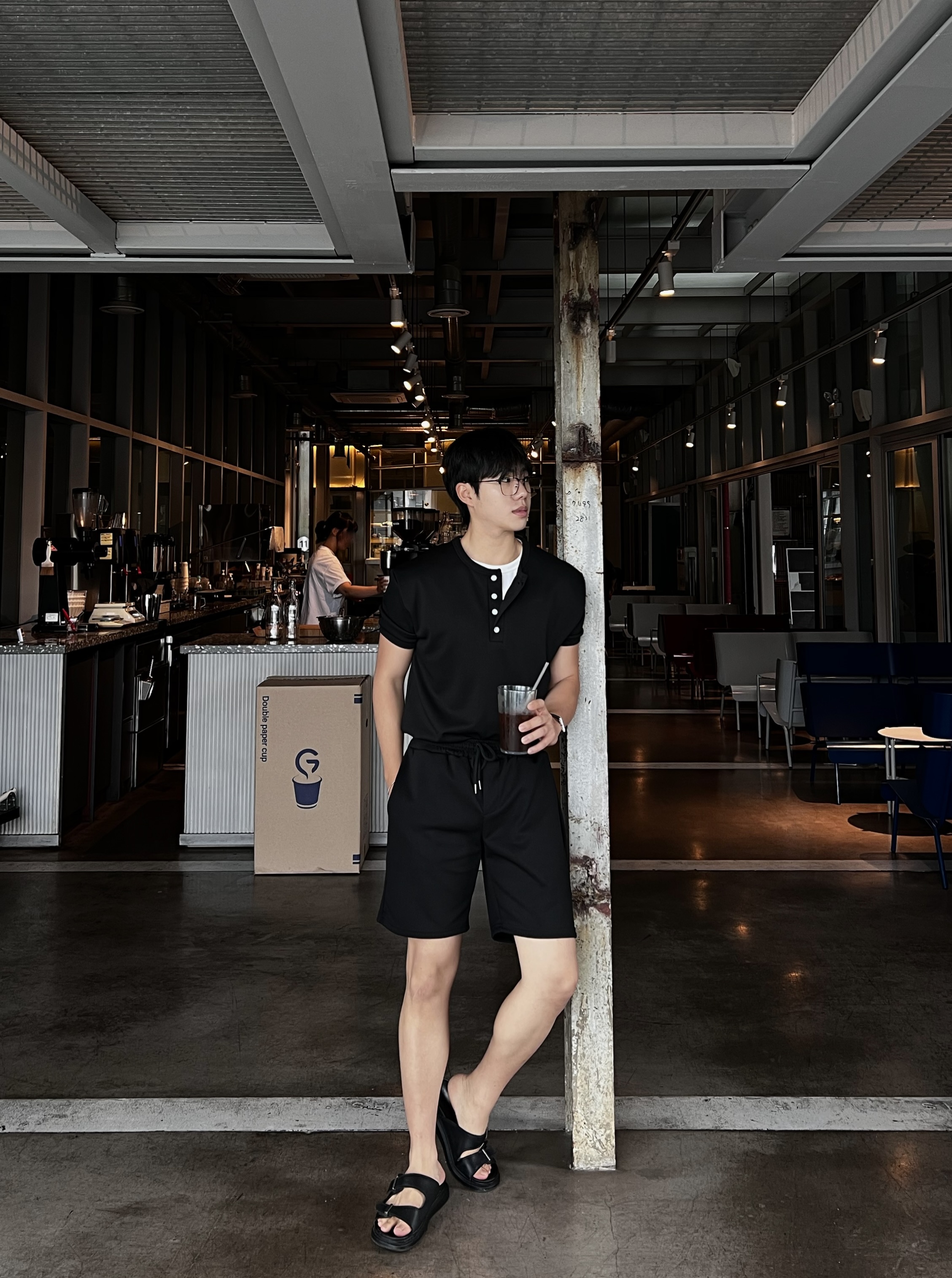 도브 레이어드 헨리넥 반팔 반바지 세트 (2color)