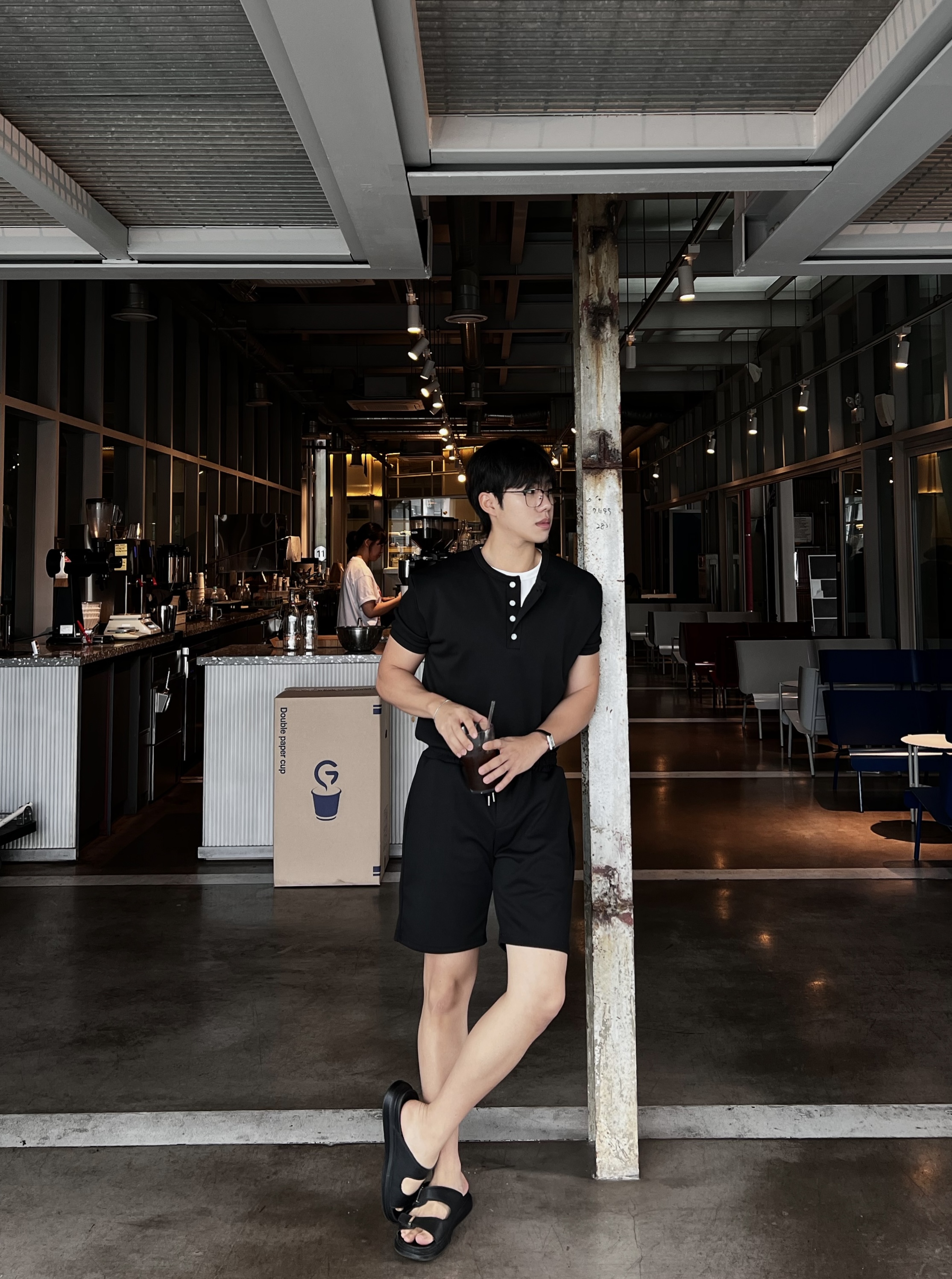 도브 레이어드 헨리넥 반팔 반바지 세트 (2color)