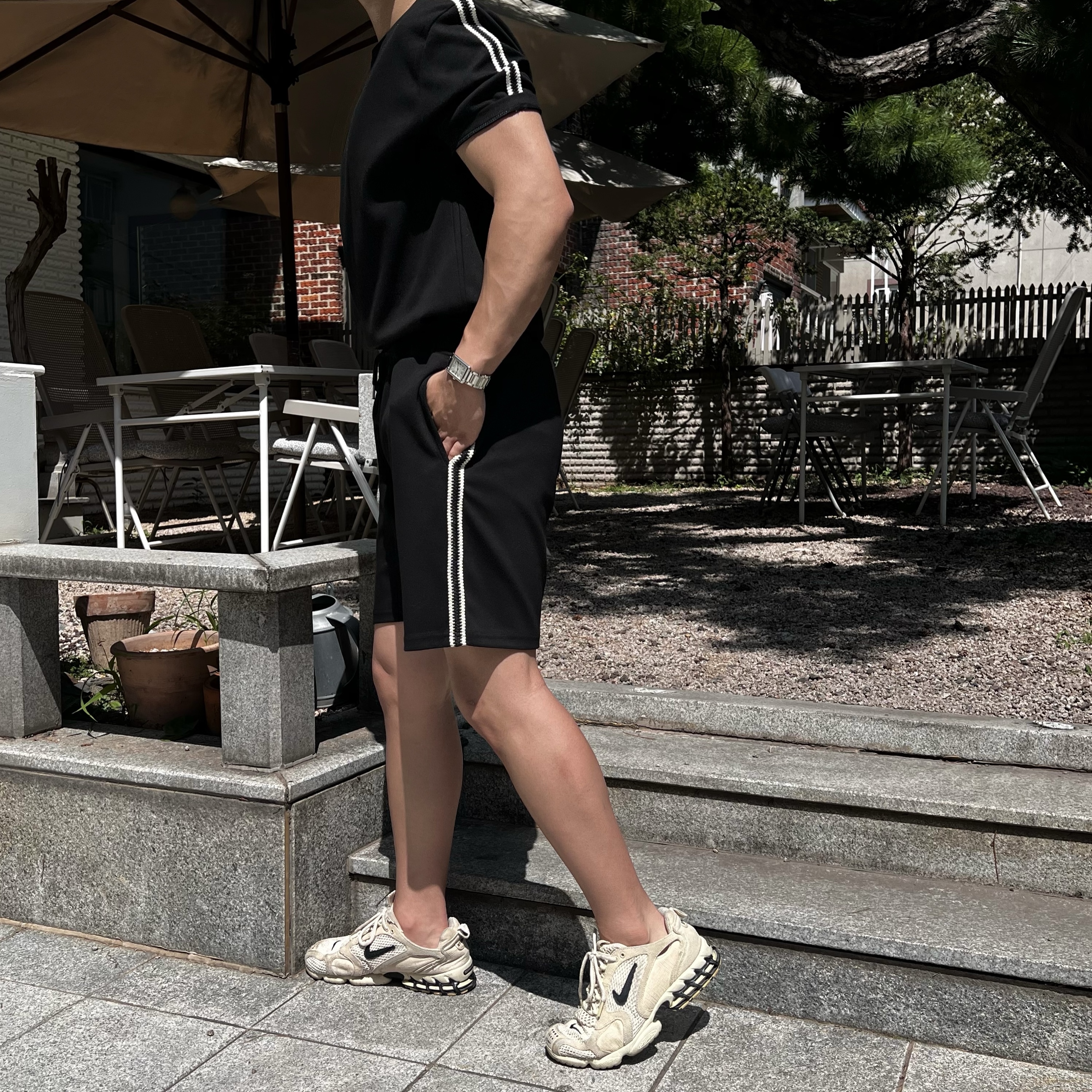 도블 로엔 트랙 라인 반팔 반바지 세트 (3color)