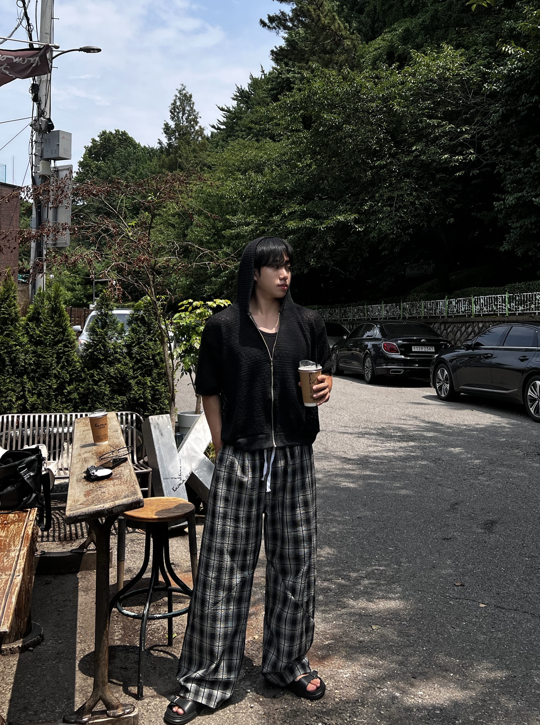 데트 크로쉐 펀칭 크롭 반팔 후드집업 (4color)