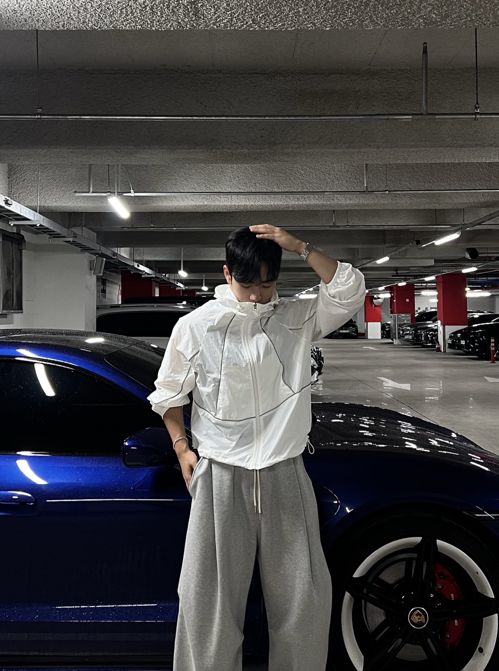 원 파이핑 라인 윈드 후드 바람막이 (1color)