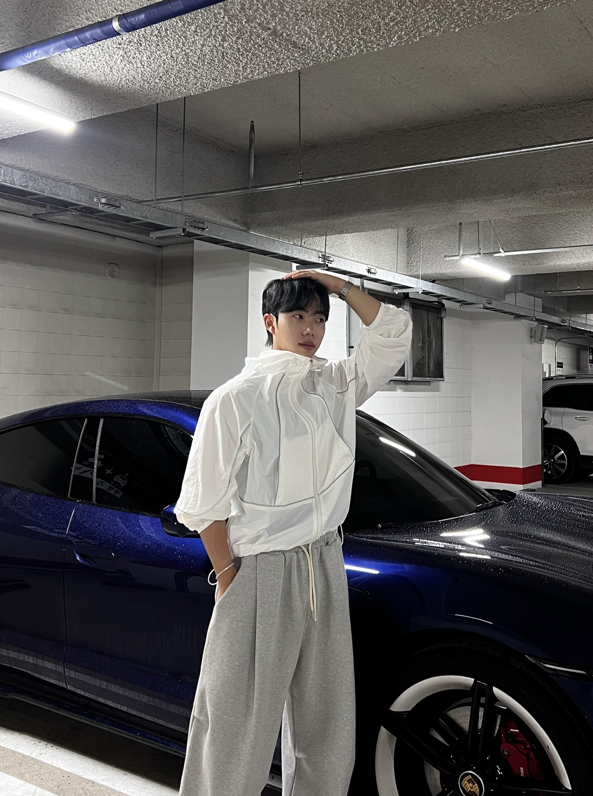 원 파이핑 라인 윈드 후드 바람막이 (1color)