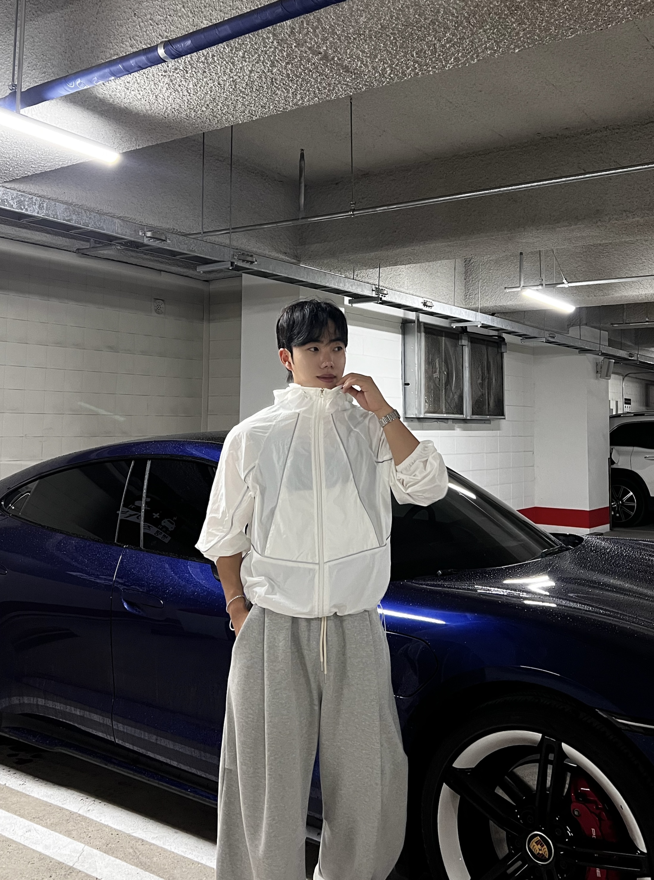 원 파이핑 라인 윈드 후드 바람막이 (1color)