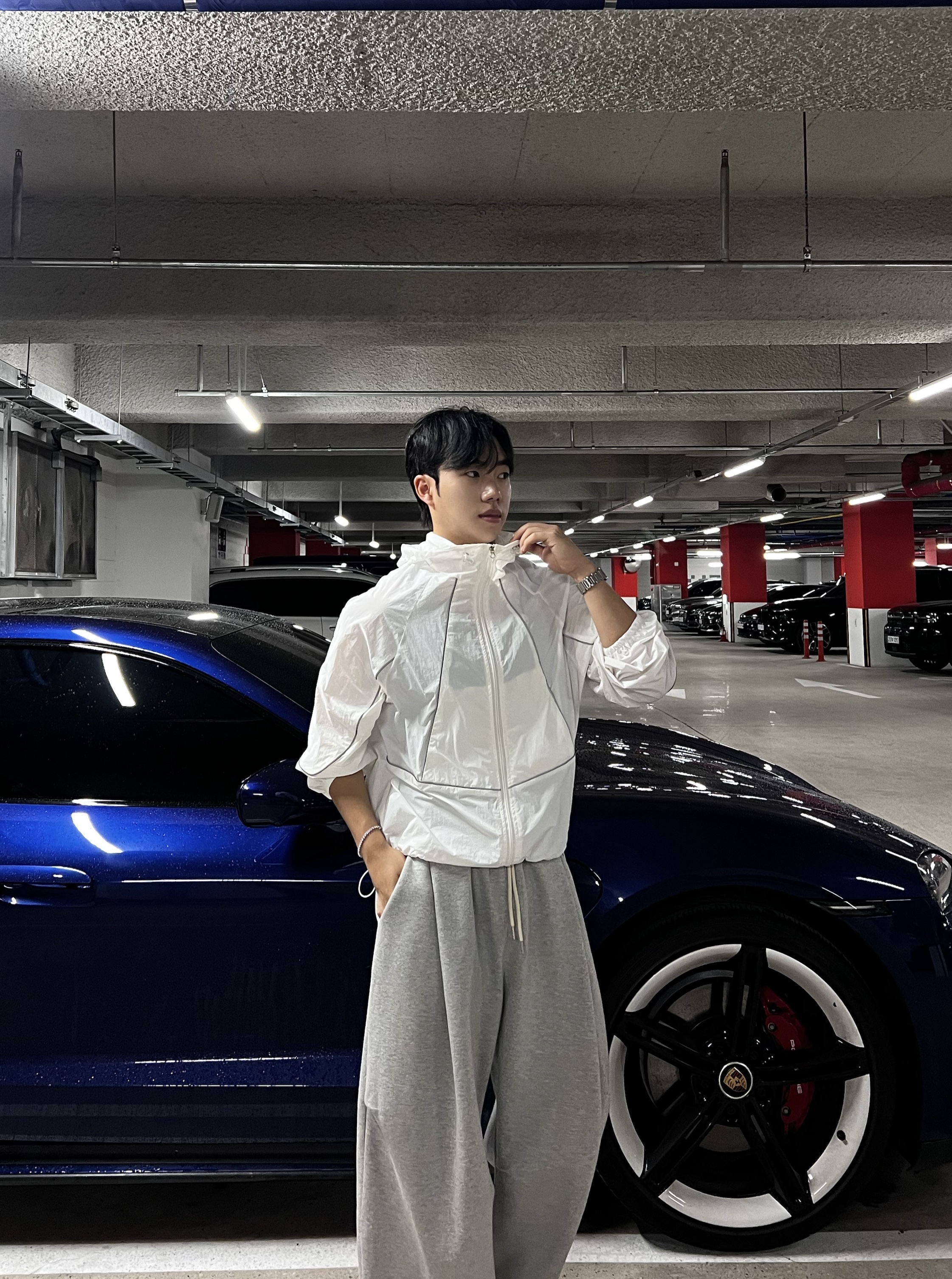 원 파이핑 라인 윈드 후드 바람막이 (1color)