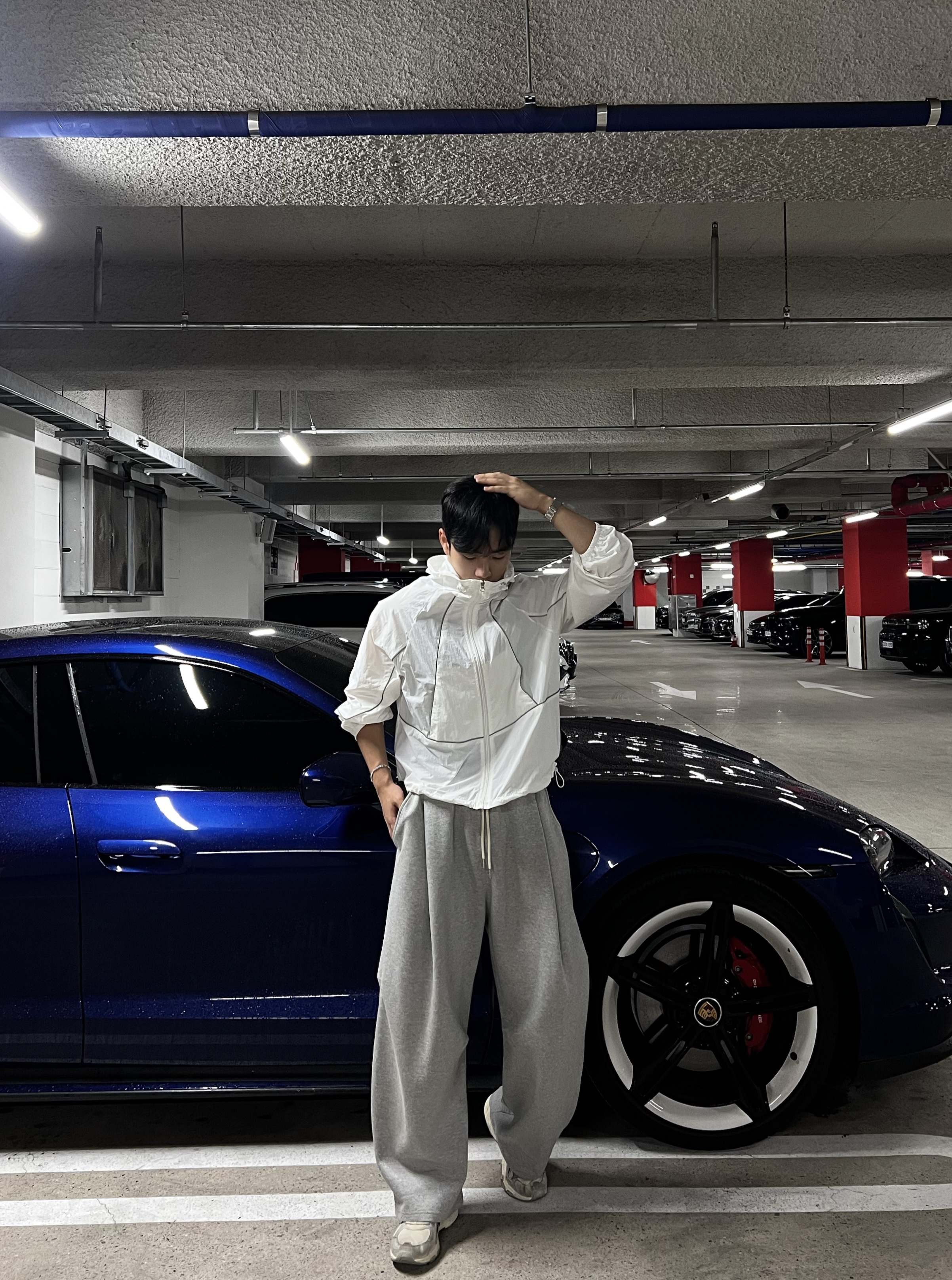 원 파이핑 라인 윈드 후드 바람막이 (1color)