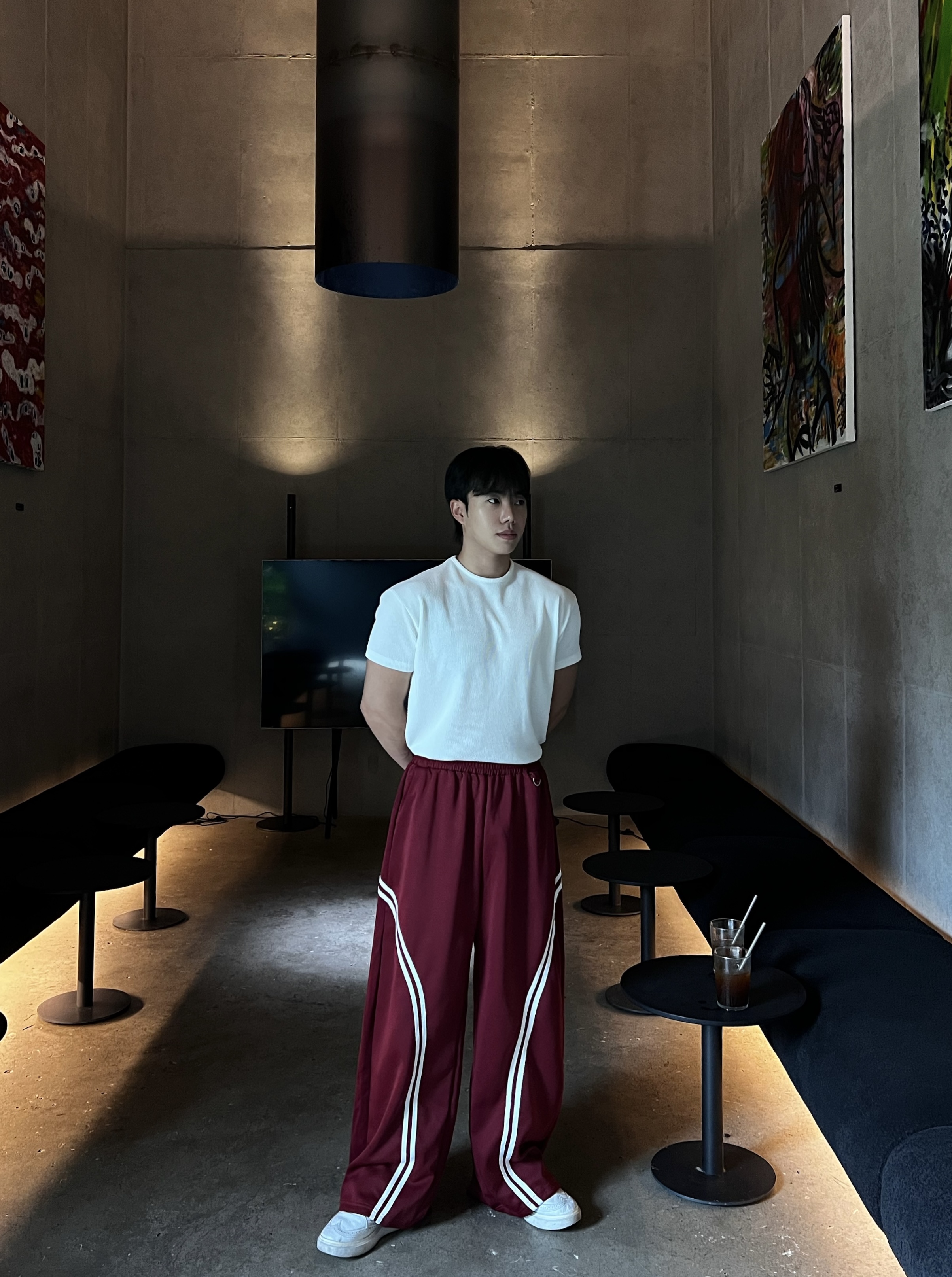 원 투트랙 커브드 키링 벌룬 밴딩 팬츠 (1color)