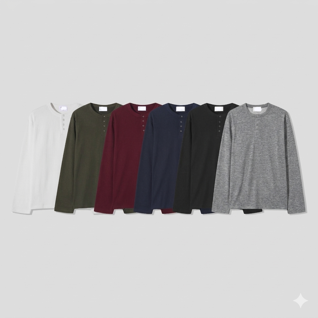 라펜 스판 골지 스냅 헨리넥 니트 긴팔 (6color)