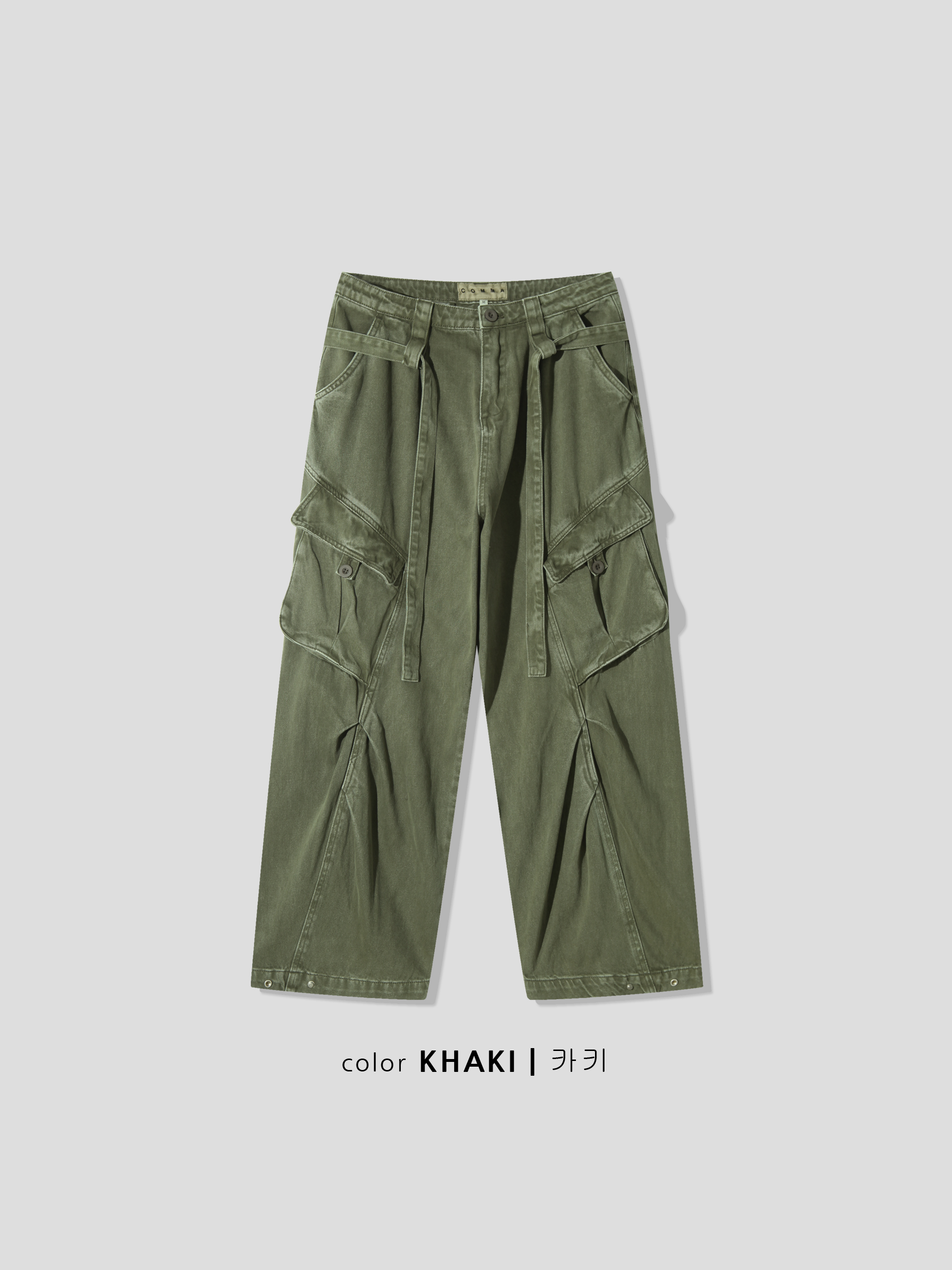 콤트 벨트 피그 다잉 사선 카고 팬츠 (3color)