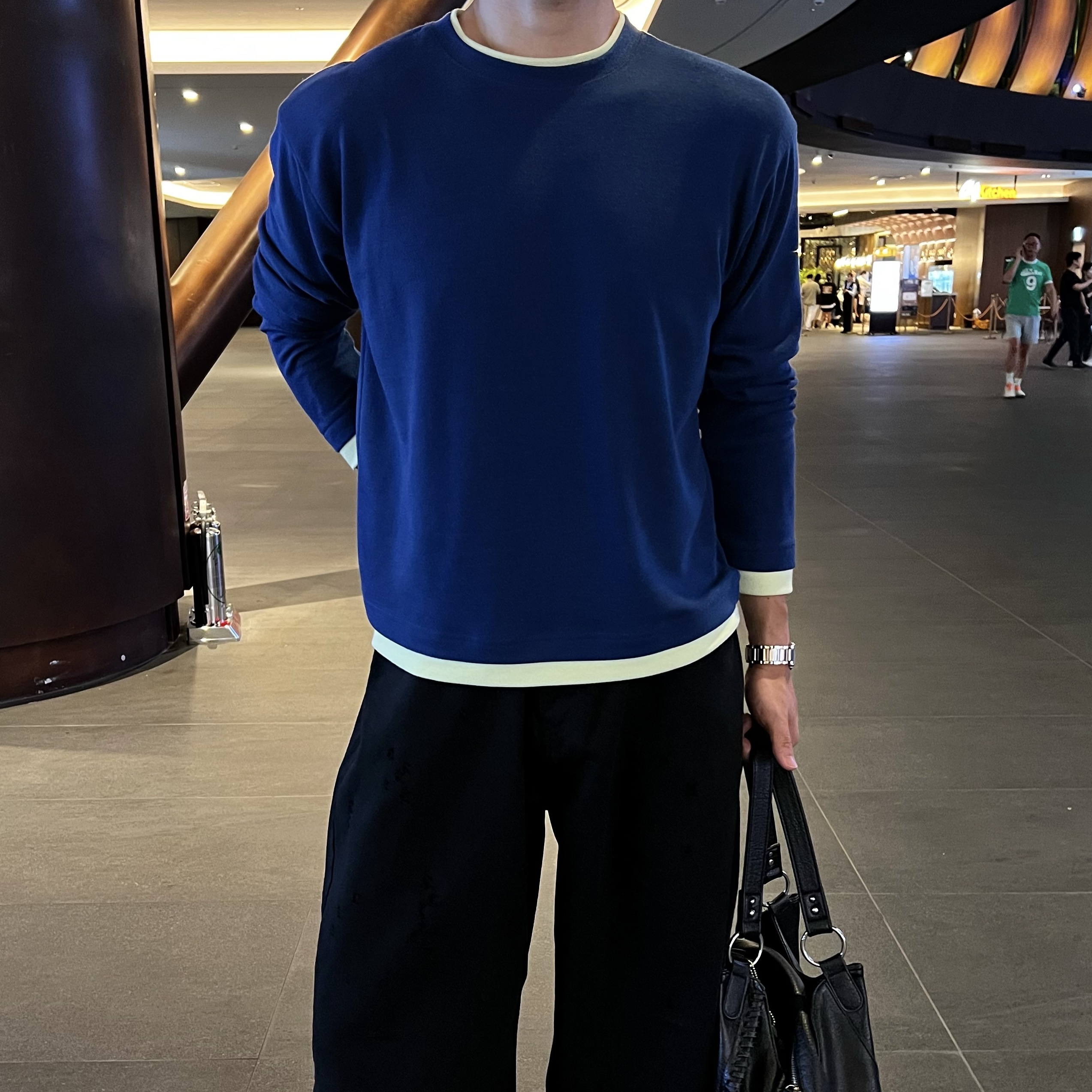 혹드 듀얼 레이어드 배색 크롭 긴팔 (6color)