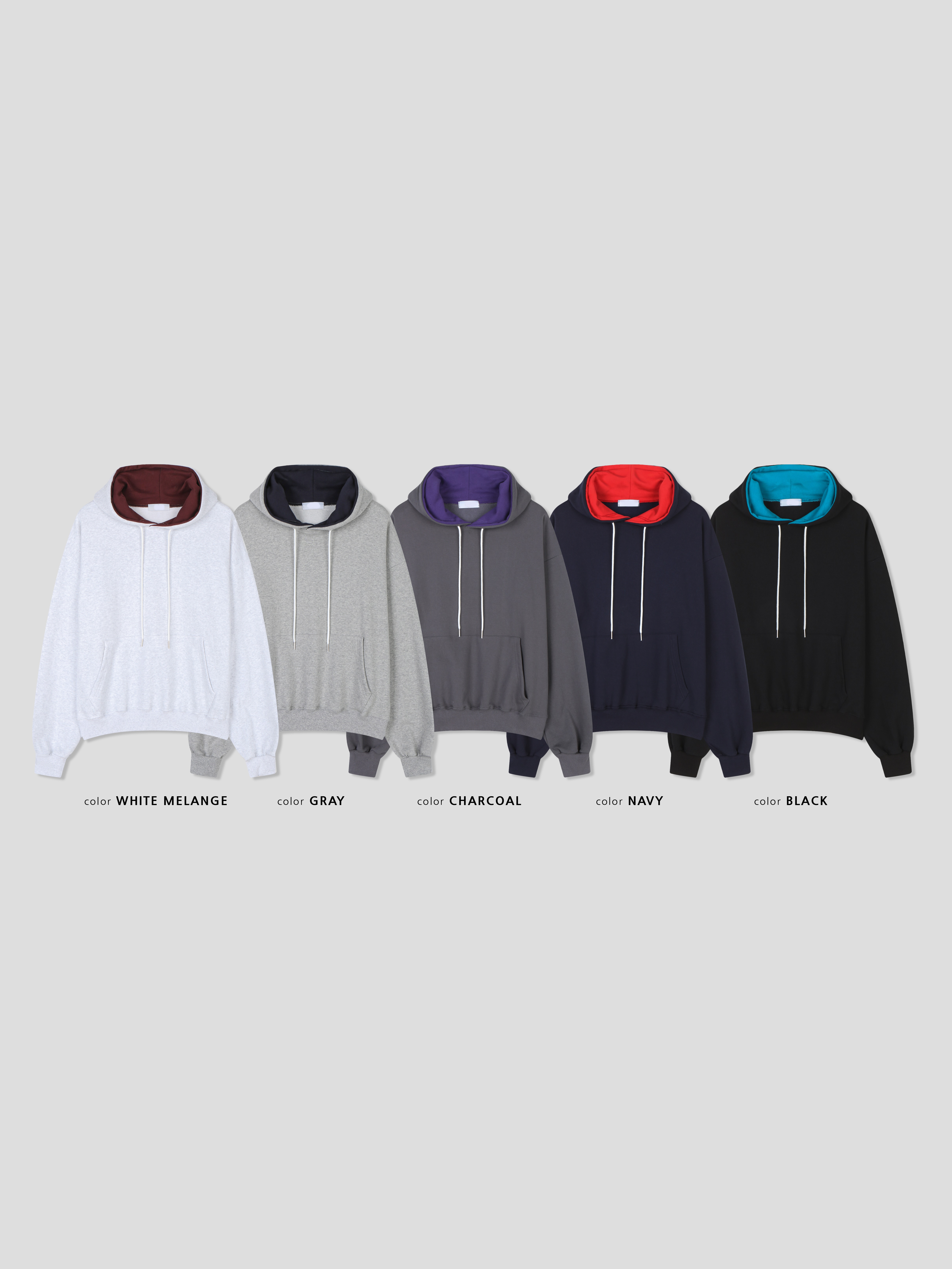 셉원 투톤 레이어드 배색 크롭 후드티 (5color)