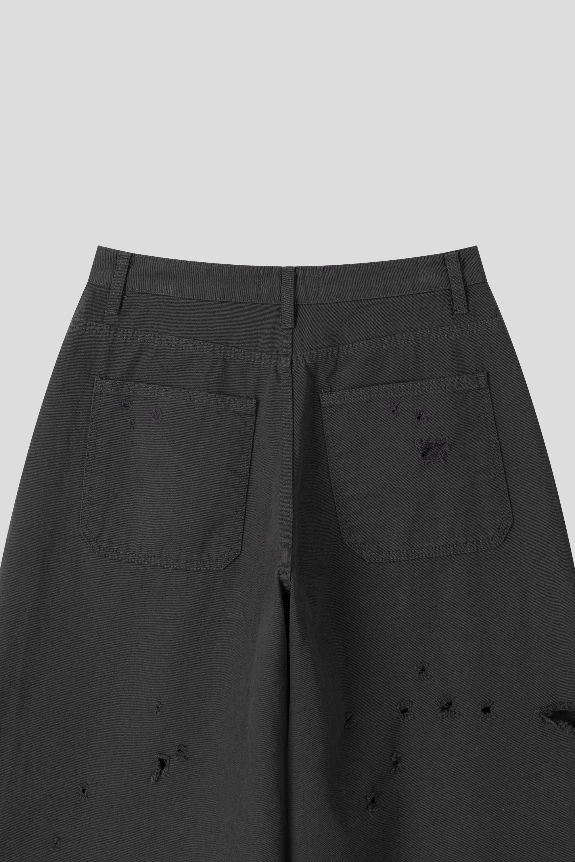 디벨 펀칭 커브드 데미지 코튼 팬츠 (3color)