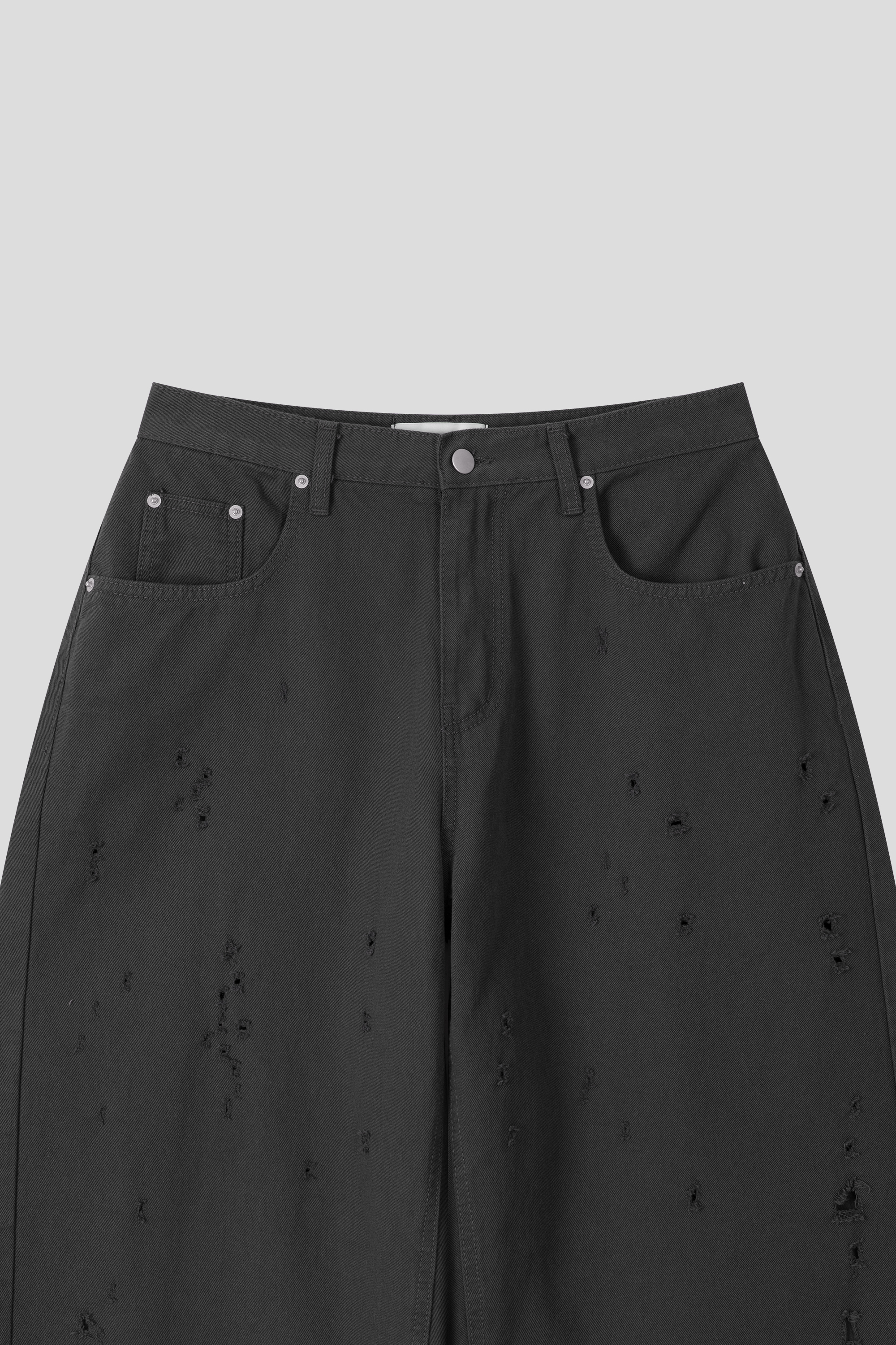 디벨 펀칭 커브드 데미지 코튼 팬츠 (3color)