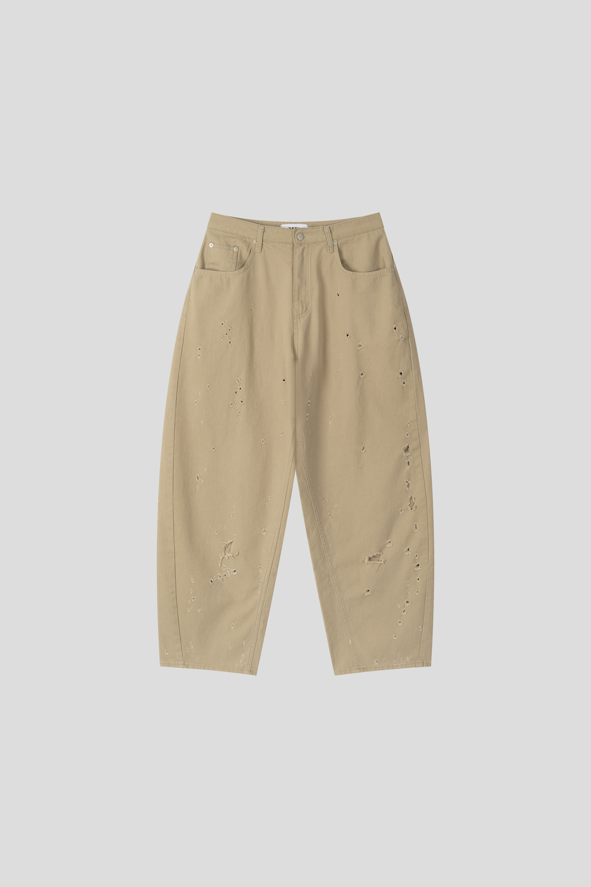 디벨 펀칭 커브드 데미지 코튼 팬츠 (3color)
