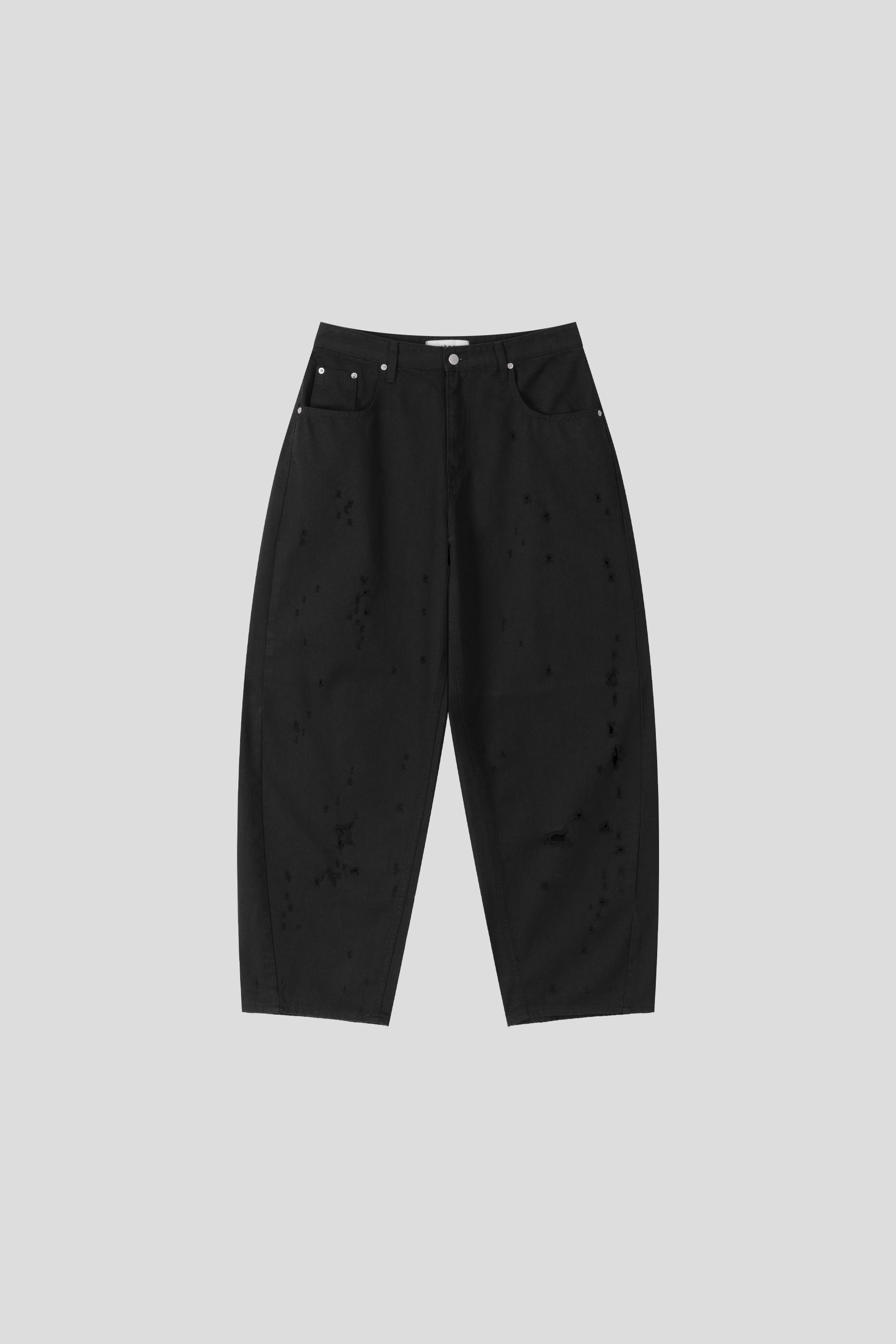 디벨 펀칭 커브드 데미지 코튼 팬츠 (3color)
