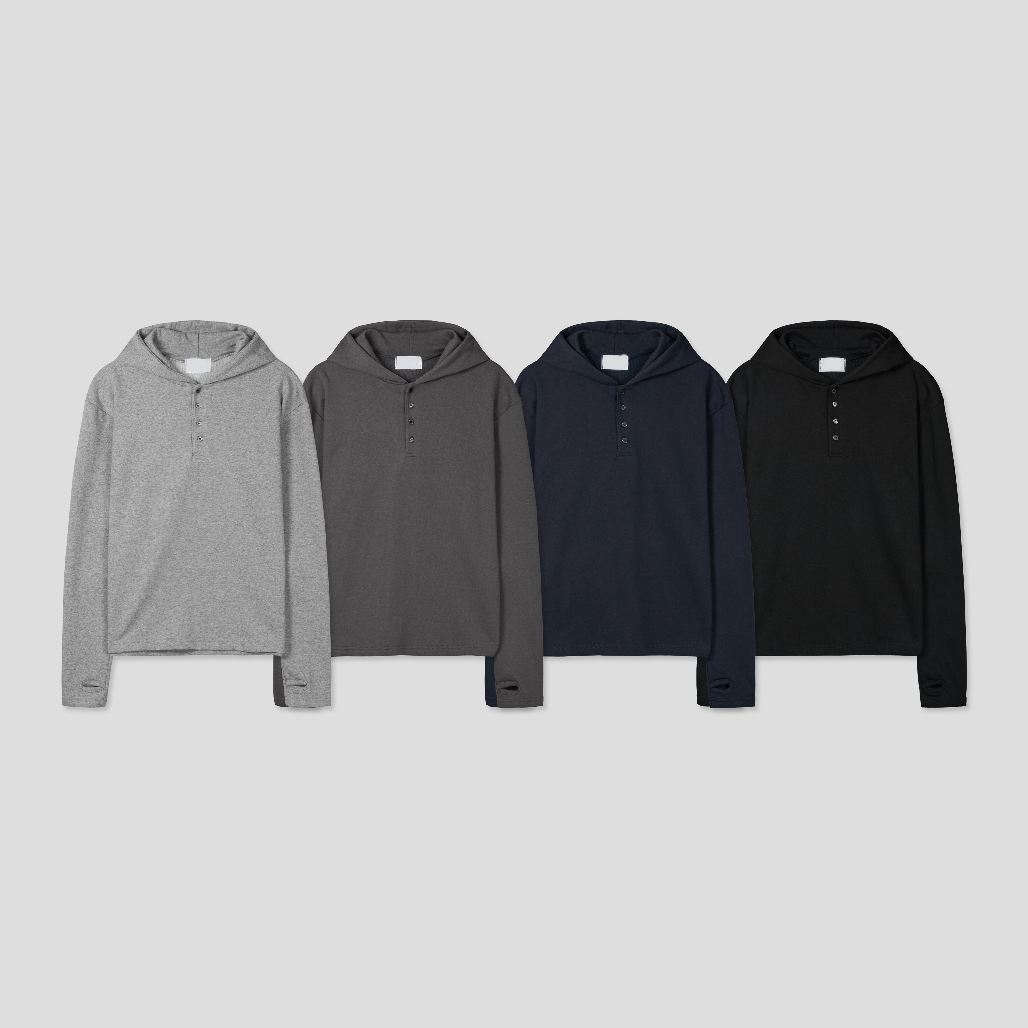 라펜 핑거 쭈리 헨리넥 후드티 (4color)