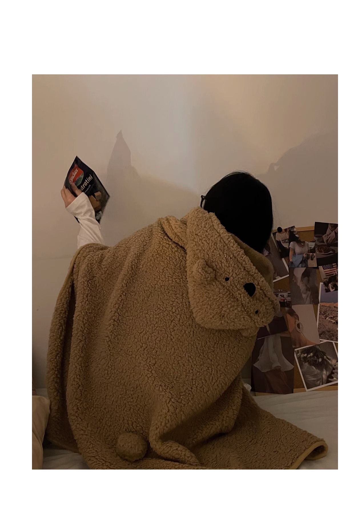 뽀글이 곰돌이 후드 담요 입는담요 망토 블랭킷 3colors 상세 이미지 13