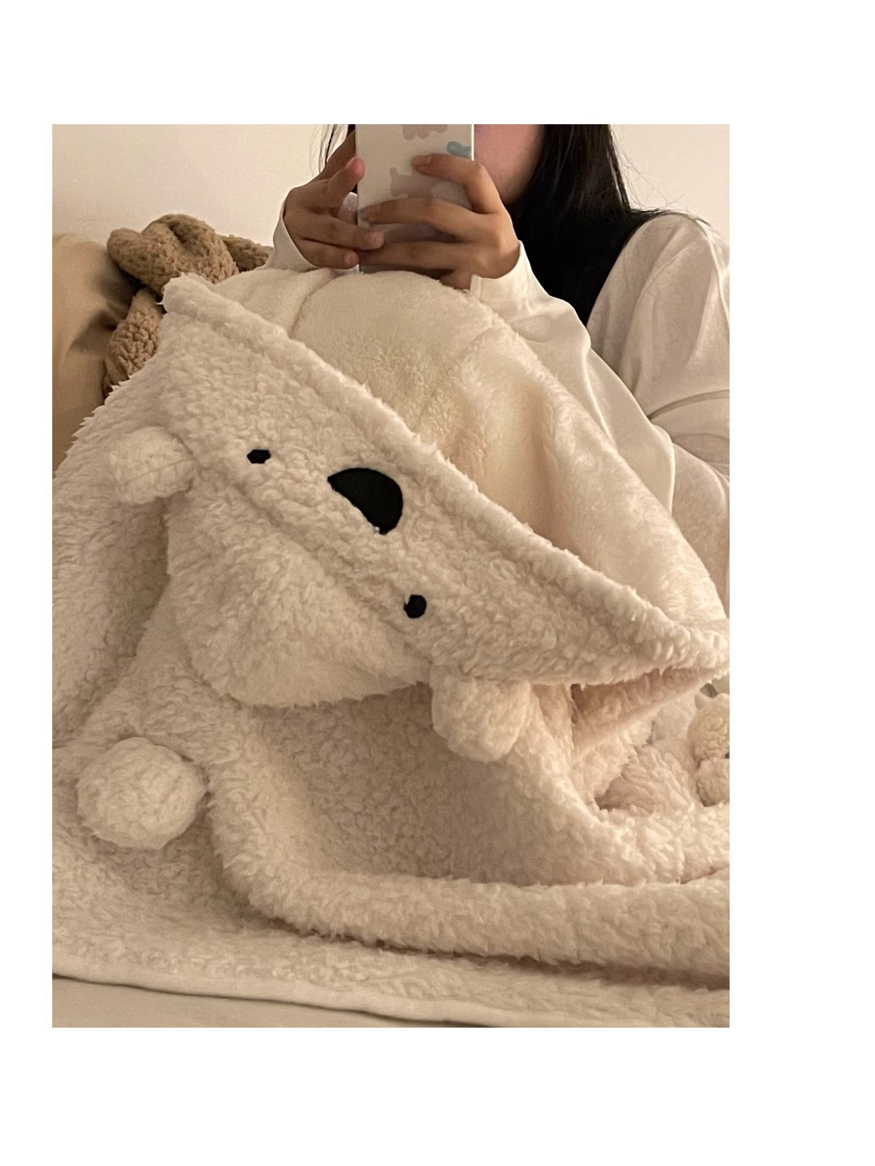 뽀글이 곰돌이 후드 담요 입는담요 망토 블랭킷 3colors 상세 이미지 12