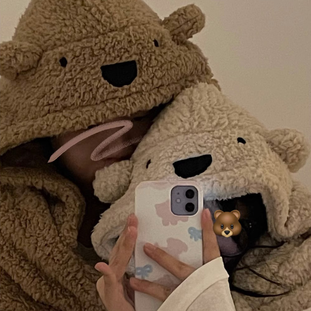뽀글이 곰돌이 후드 담요 입는담요 망토 블랭킷 3colors 상세 이미지 14