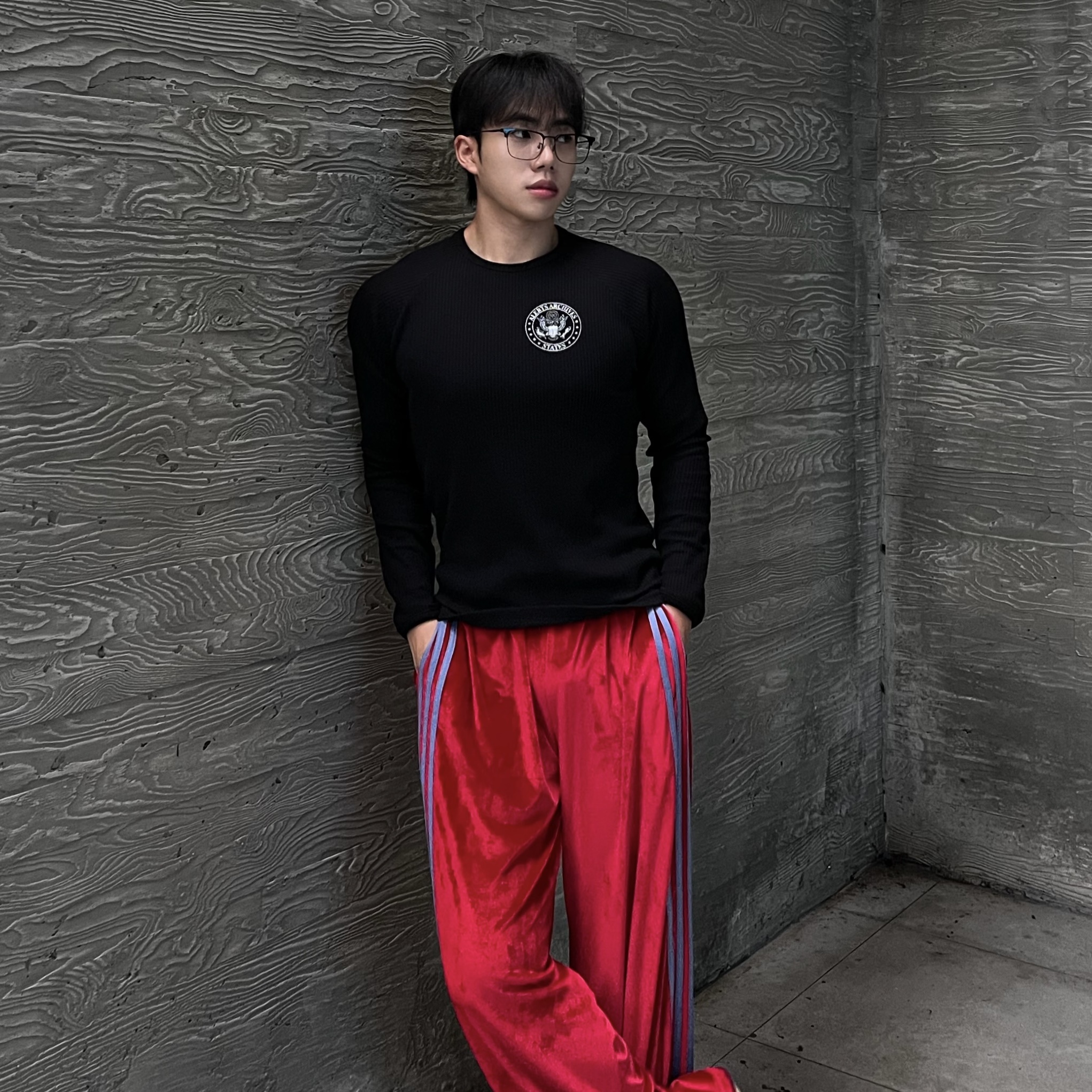 아르 백그래픽 엠블럼 와플 긴팔 3color