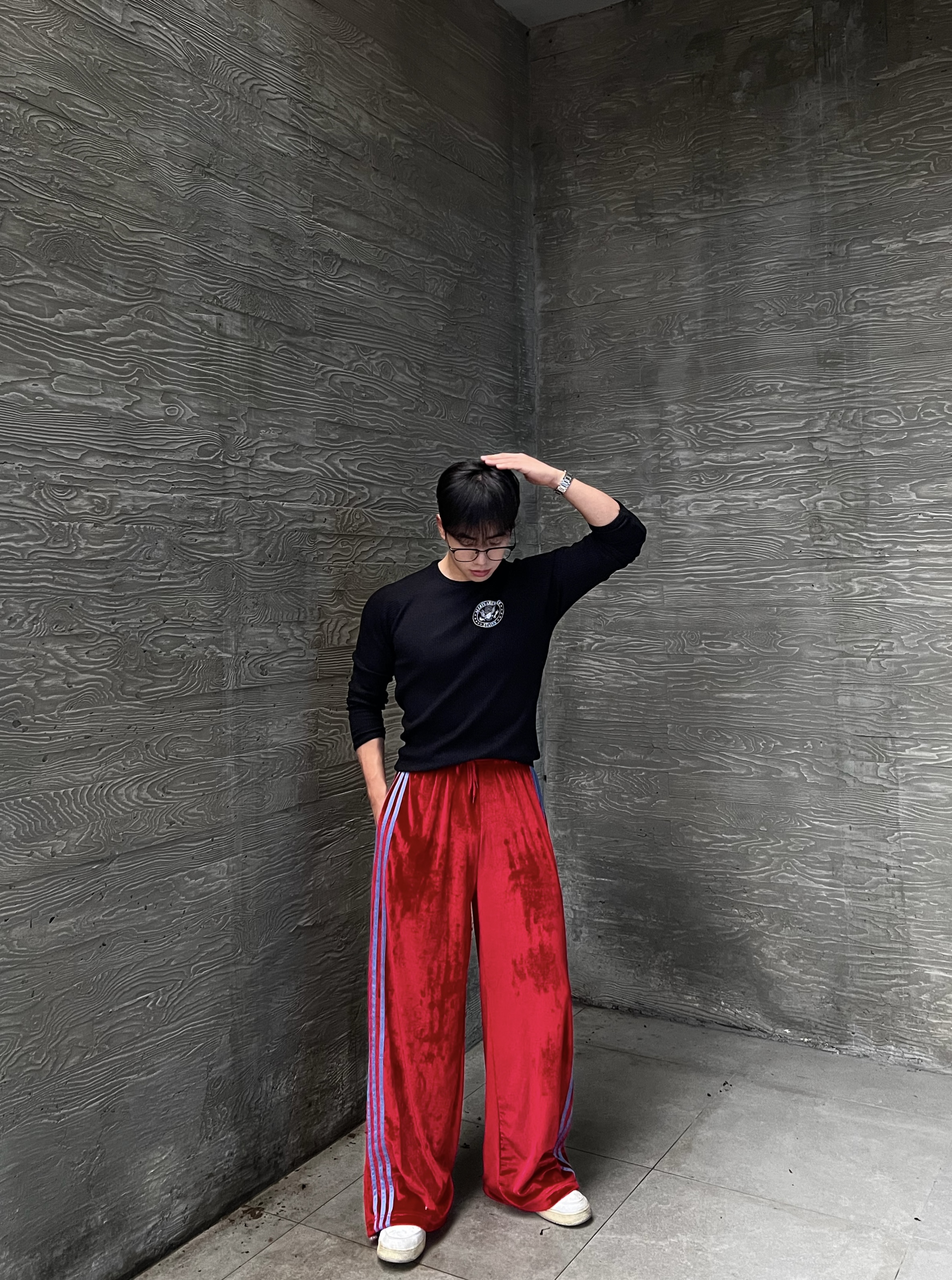 아르 백그래픽 엠블럼 와플 긴팔 3color
