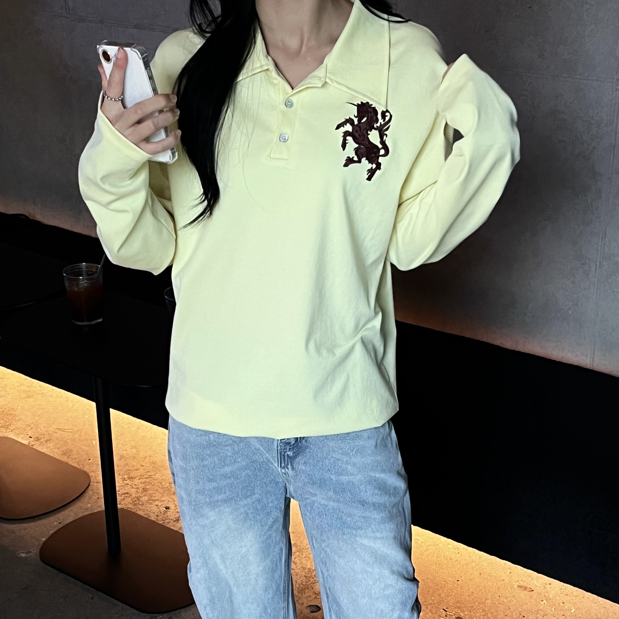 패르 넘버 홀스 카라 헨리넥 긴팔 (9color)