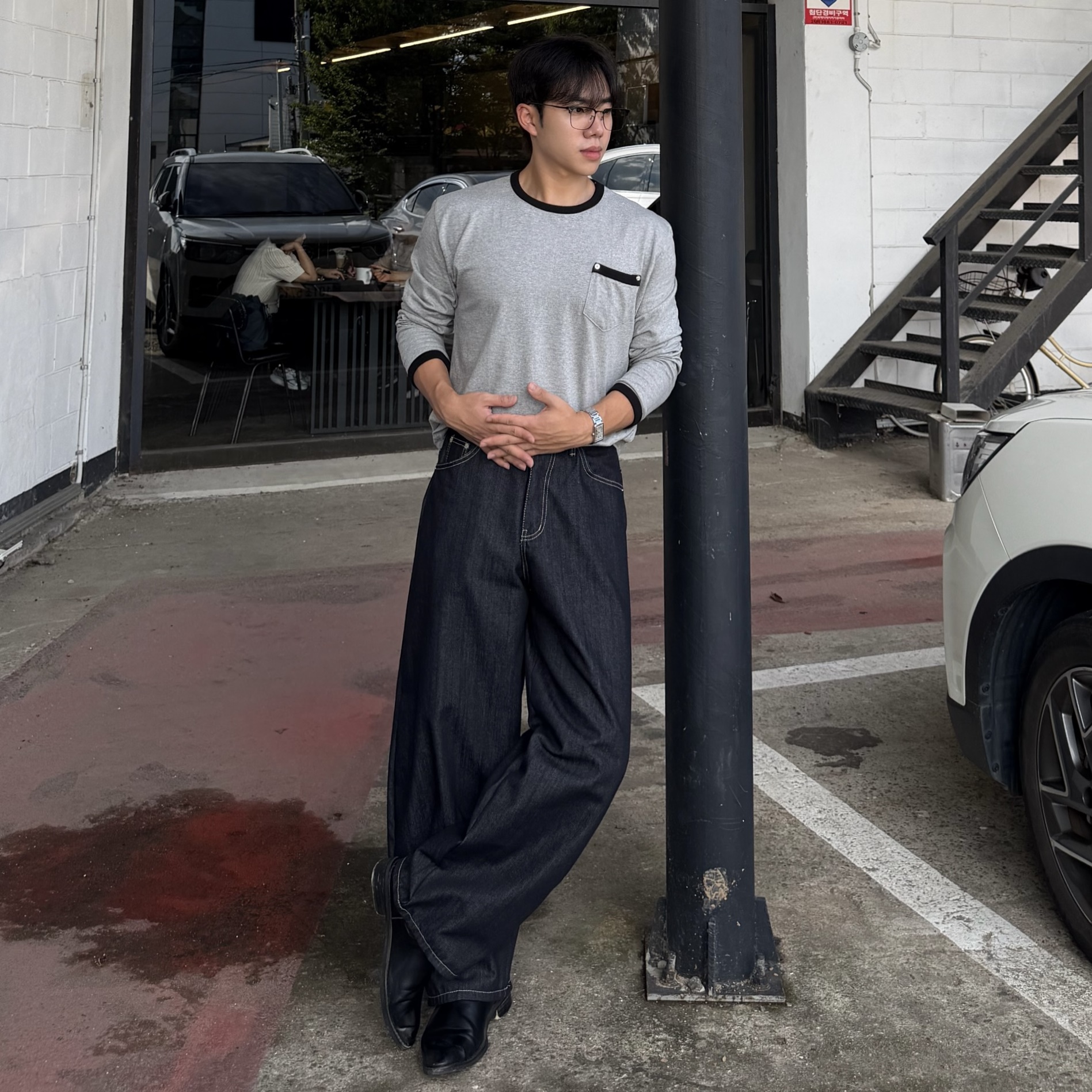 오프 생지 백 버클 비조 커브드 팬츠 (3color)