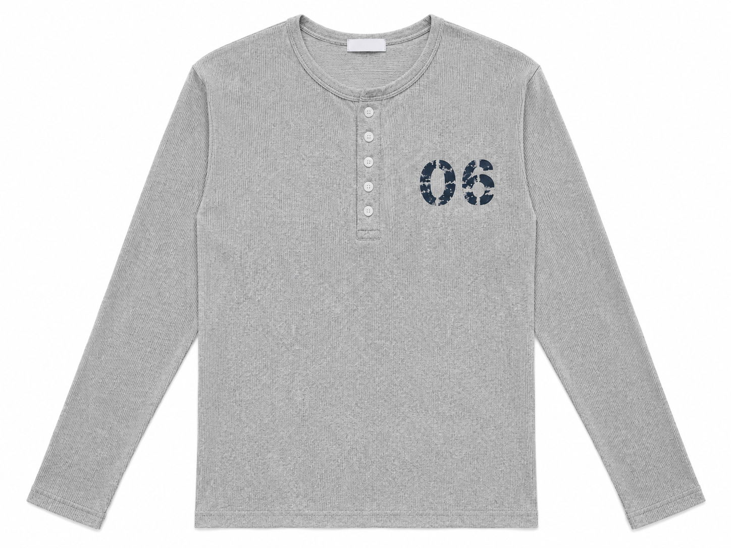 갬브 넘버 프린팅 머슬 골지 헨리넥 긴팔티 (3color)