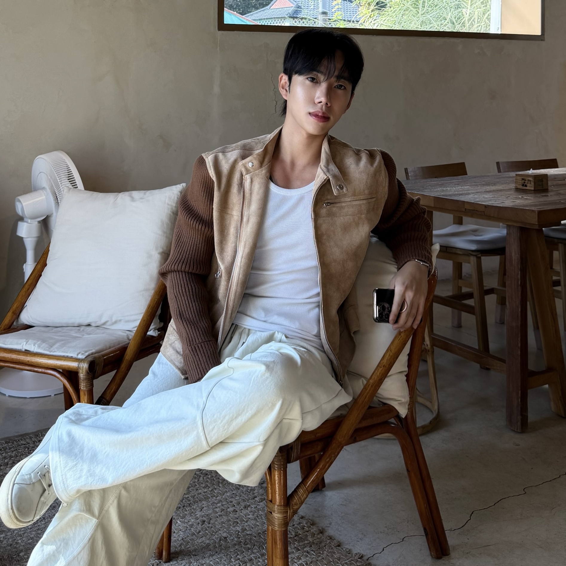 아벤 스냅 니트 골지 스웨이드 자켓 3color