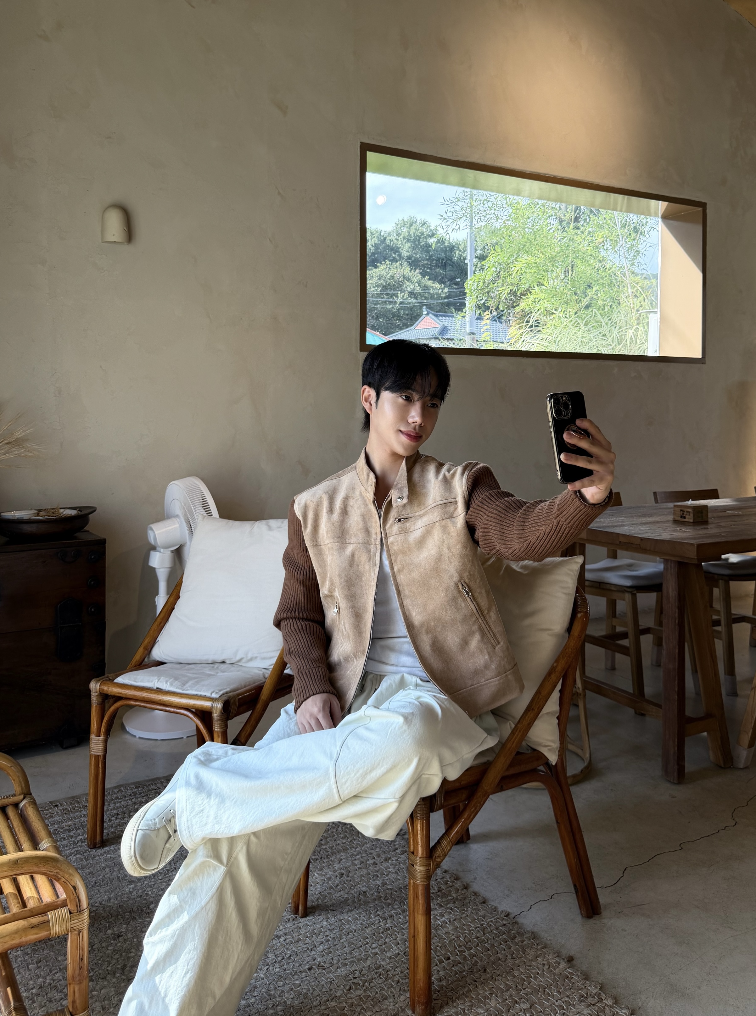 아벤 스냅 니트 골지 스웨이드 자켓 3color