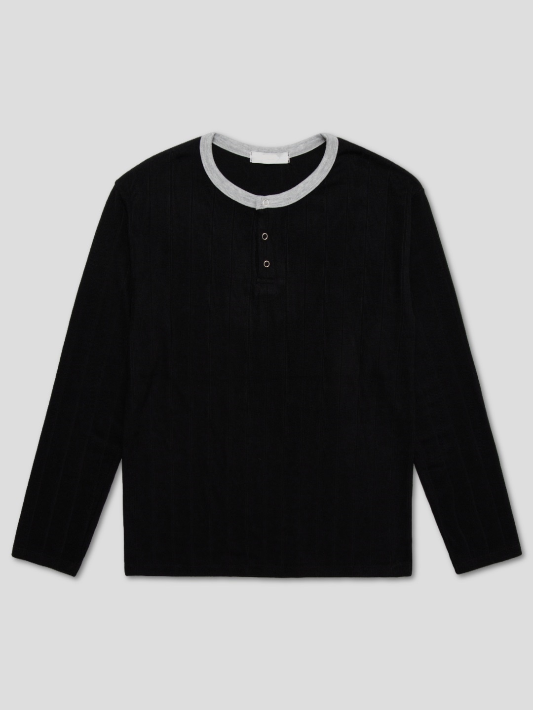 핸드 세이이드 링거 스냅 헨리넥 골지 긴팔 (3color)