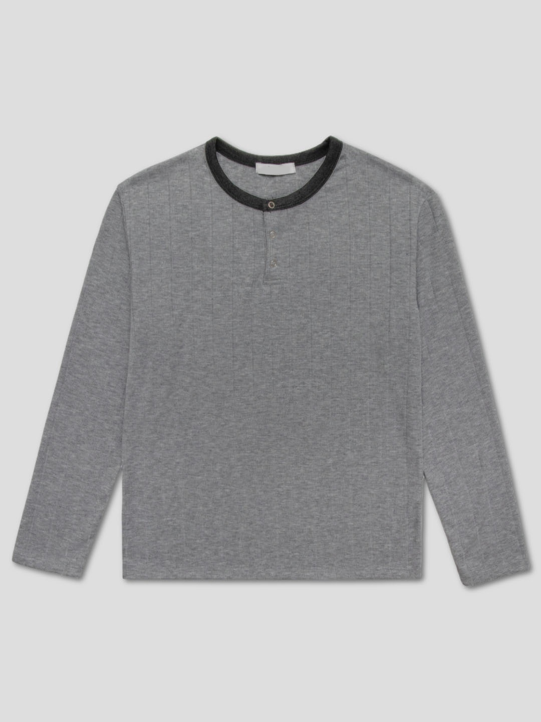 핸드 세이이드 링거 스냅 헨리넥 골지 긴팔 (3color)