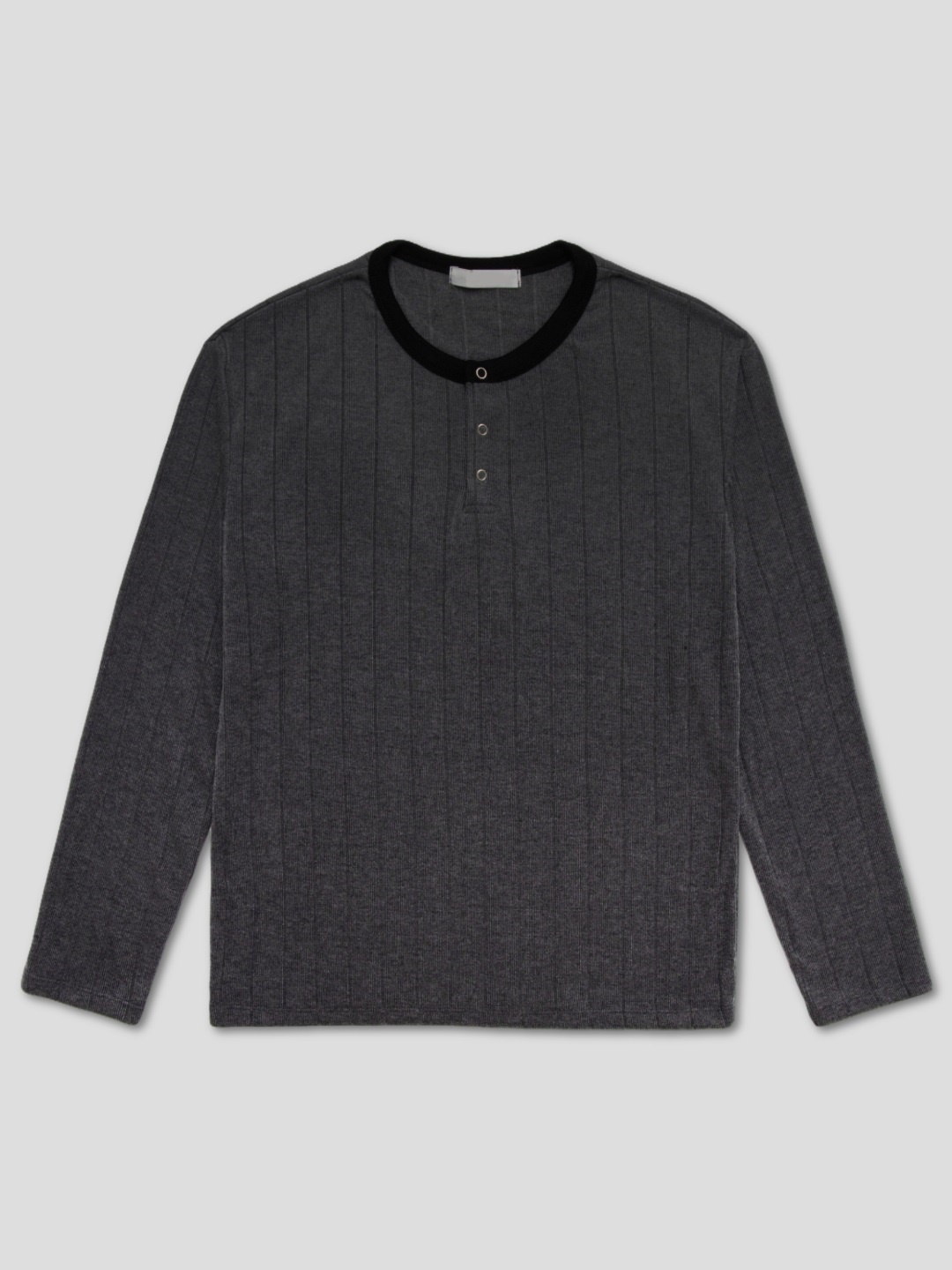 핸드 세이이드 링거 스냅 헨리넥 골지 긴팔 (3color)