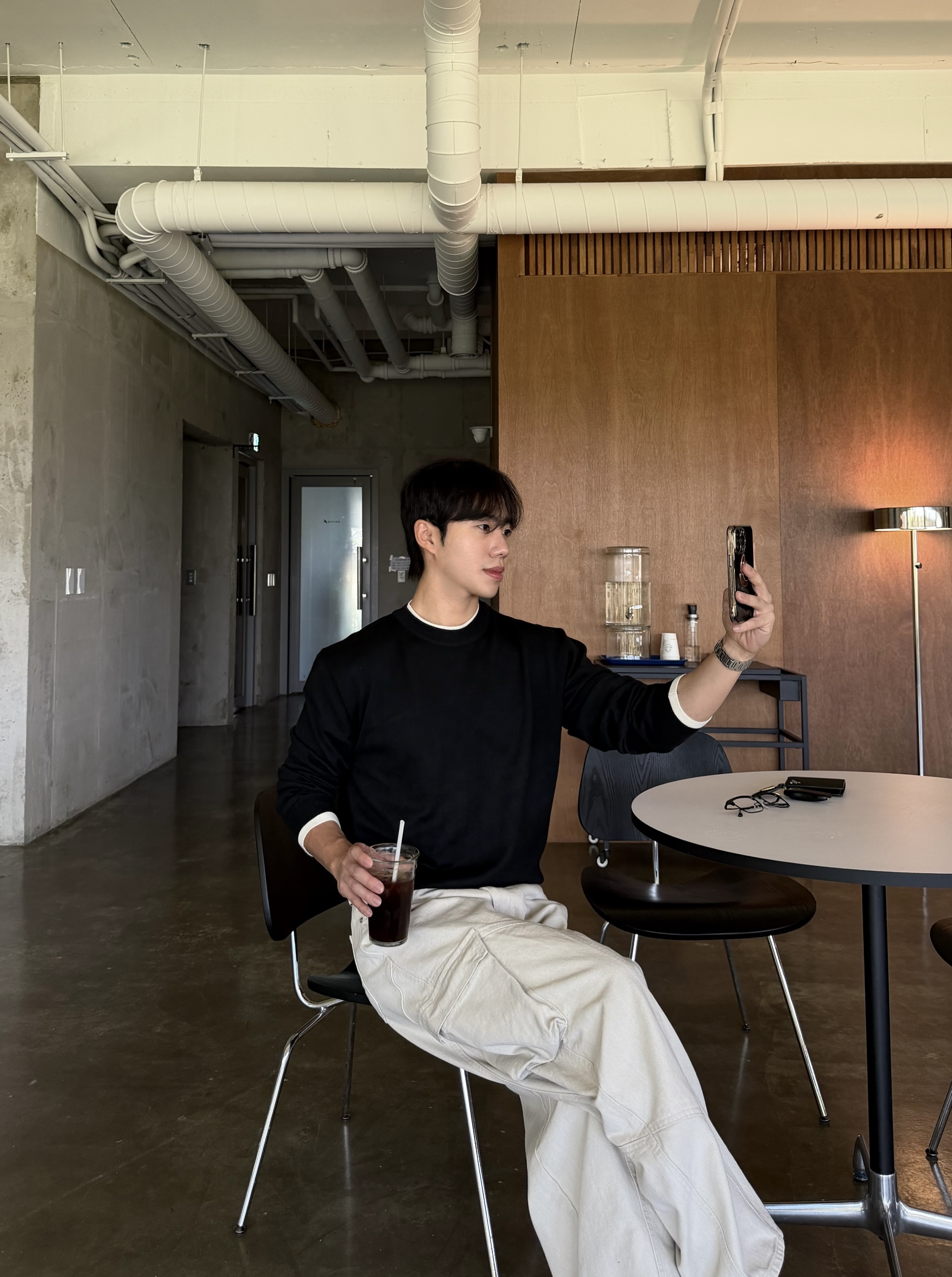 어블 배색 레이어드 라운드 니트 (7color)