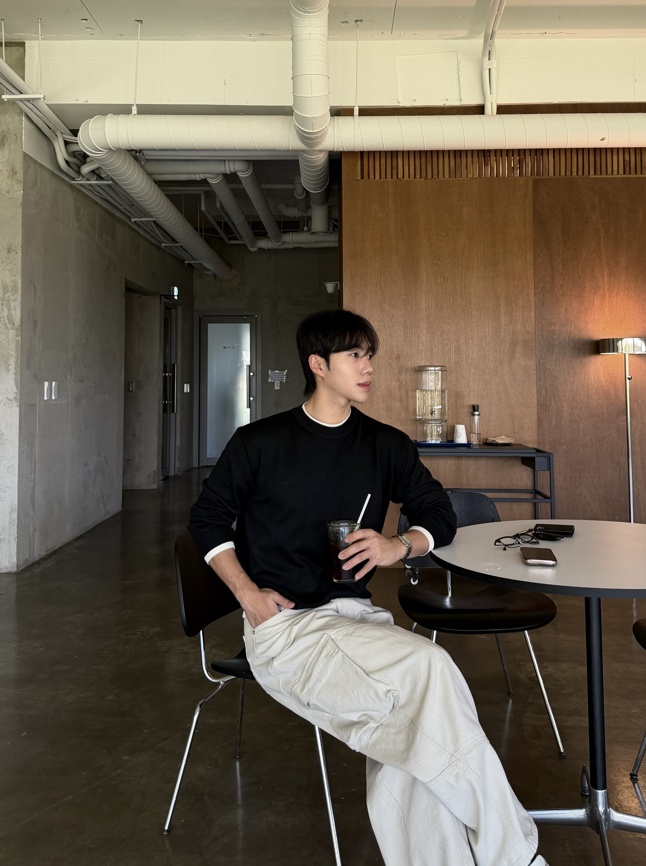 어블 배색 레이어드 라운드 니트 (7color)