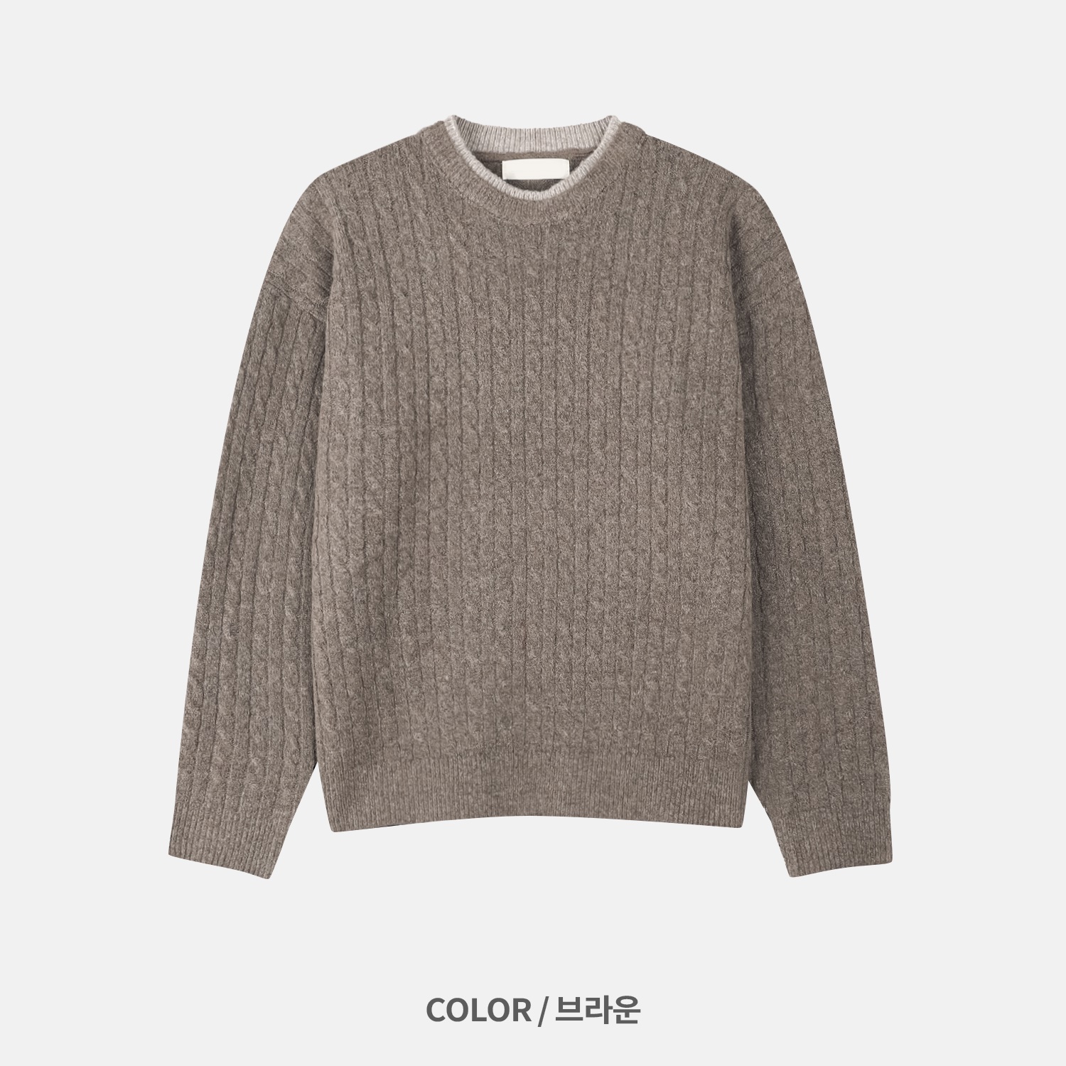 어블 라운드 배색 케이블 크롭 니트 (6color)