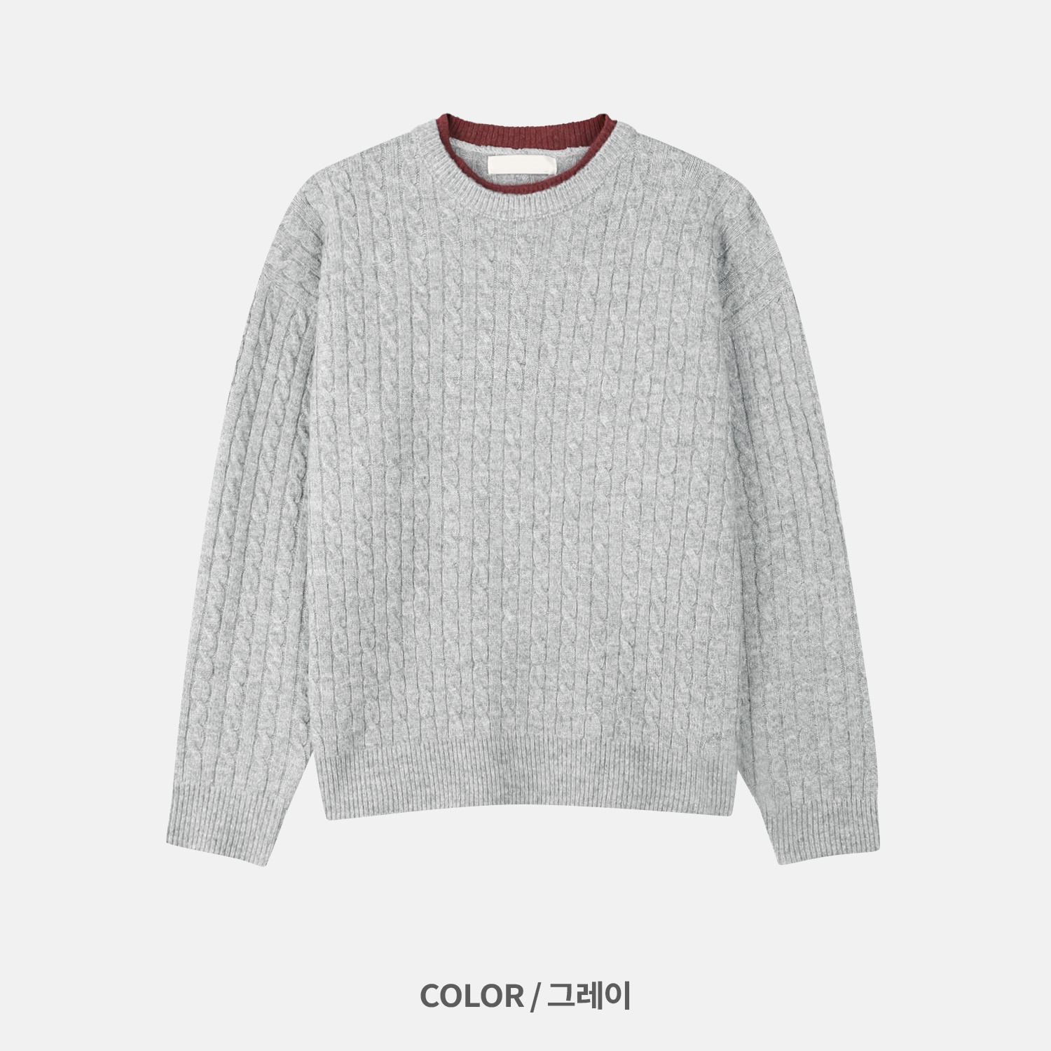 어블 라운드 배색 케이블 크롭 니트 (6color)