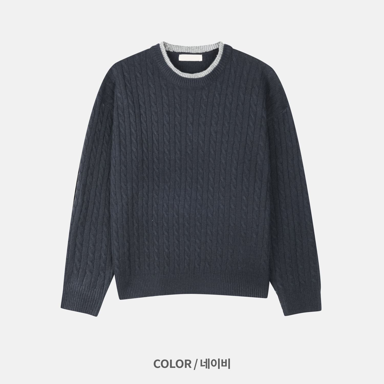 어블 라운드 배색 케이블 크롭 니트 (6color)