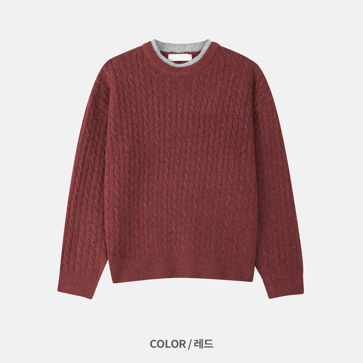 어블 라운드 배색 케이블 크롭 니트 (6color)